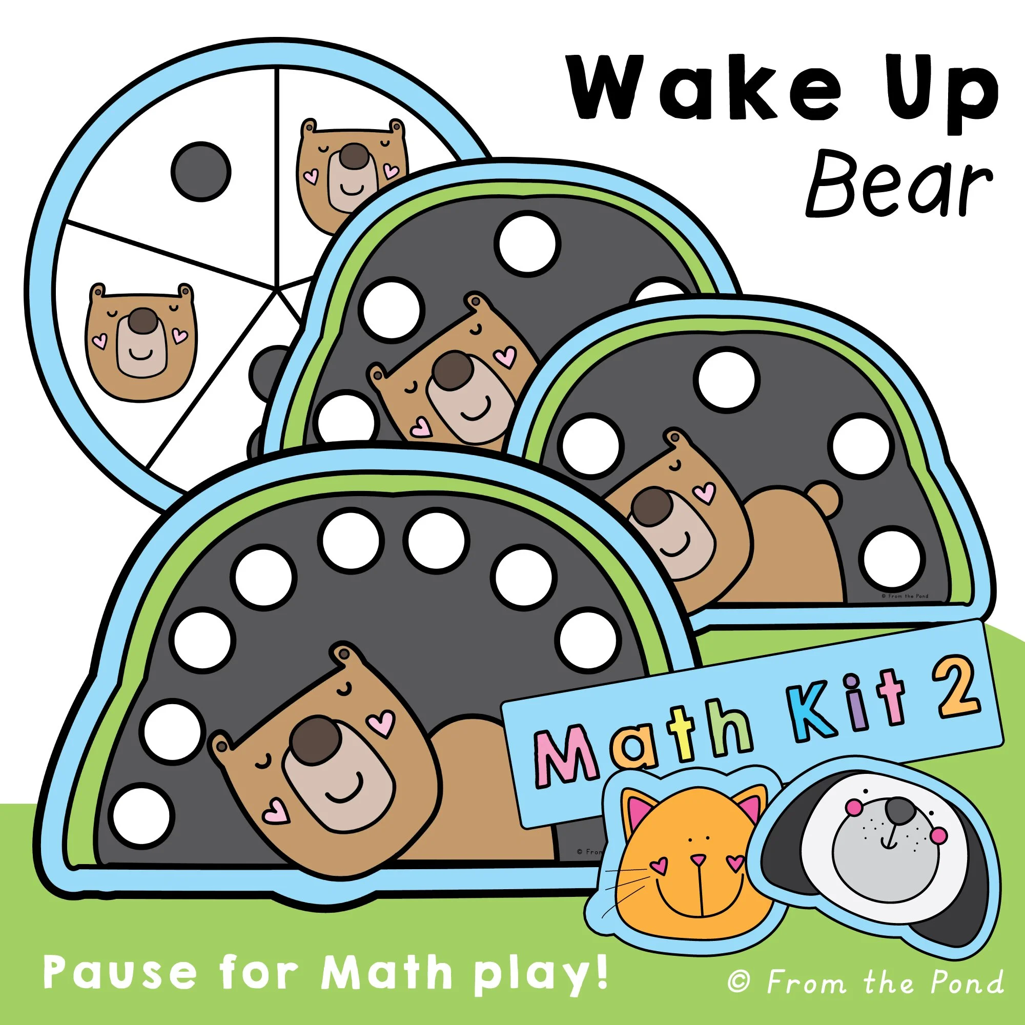  Wake Up Bear counting and addition game to 10 with spinner activities for building number sense, counting skills, and early addition fluency. Cozy bear themed math play mats and hands-on math games for kindergarten and first grade students learning 