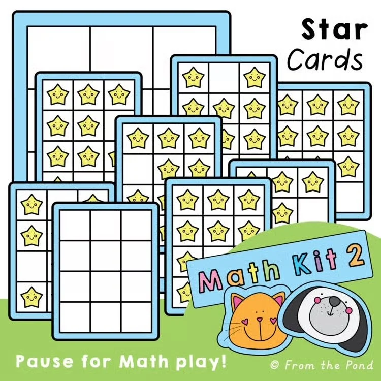  Star Frames 10 in 12 dot pattern math mats for developing subitizing skills, number sense, counting fluency, and flexible thinking through visual number patterns. Hands-on star themed math activities for kindergarten and first grade students explori