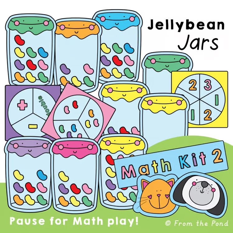  Jellybean Jars counting, addition, and number sense math play mats for exploring numbers to 12 through hands-on learning and playful math investigations. Fun jellybean themed math activities for kindergarten and first grade students practising count