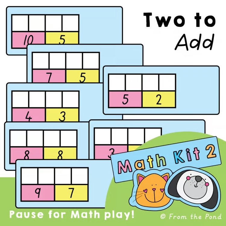  Two to Add part-part-whole dice addition cards to 20 for building number bonds, addition fluency, and flexible math thinking through hands-on play. Engaging dice math activities and printable addition cards for kindergarten and first grade students 