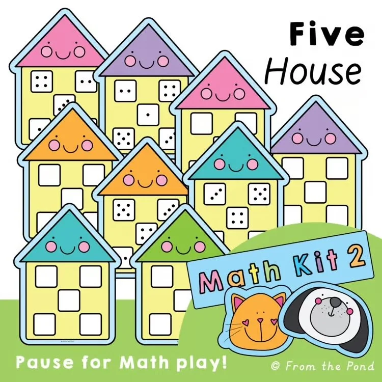  Five House addition number fluency math play mats for building early addition skills, composing numbers to 5, and developing flexible number thinking through hands-on learning. Fun house themed math activities for kindergarten and first grade studen