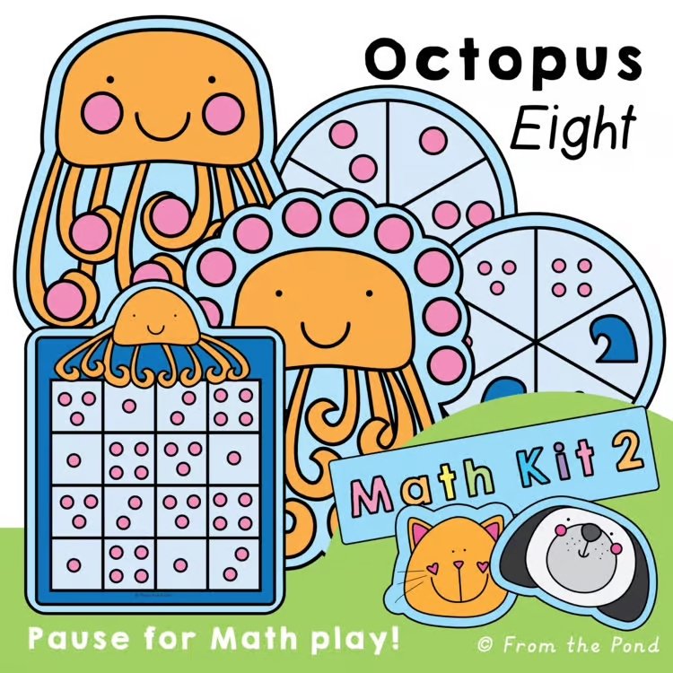  Octopus Eight counting, addition, and subitizing math play mats for building number sense, counting fluency, and flexible math thinking through hands-on ocean themed learning. Fun octopus math activities for kindergarten and first grade students exp