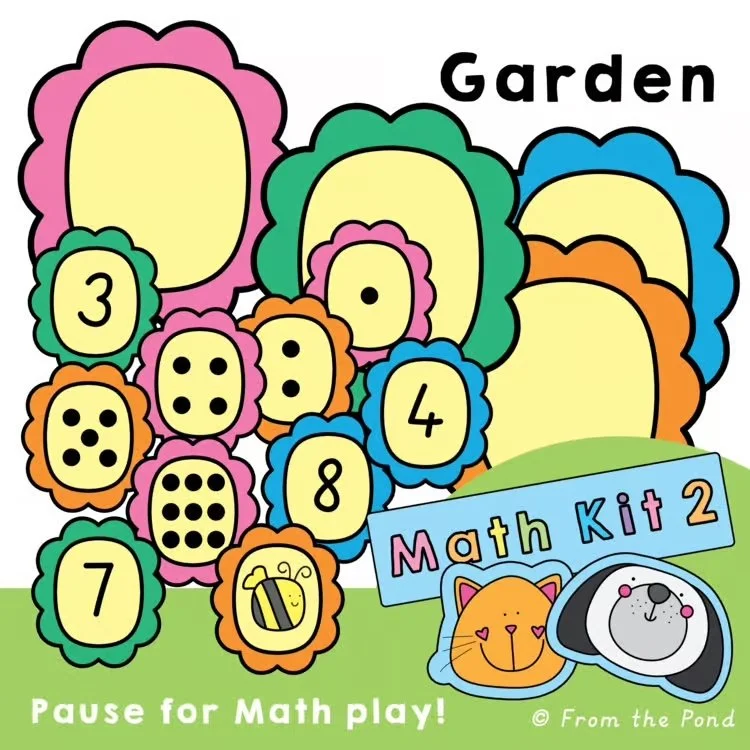  Garden math play mats with counting, subitizing, and number cards for building early number sense through hands-on math exploration and playful learning. Fun garden themed math activities for kindergarten and first grade students practising counting