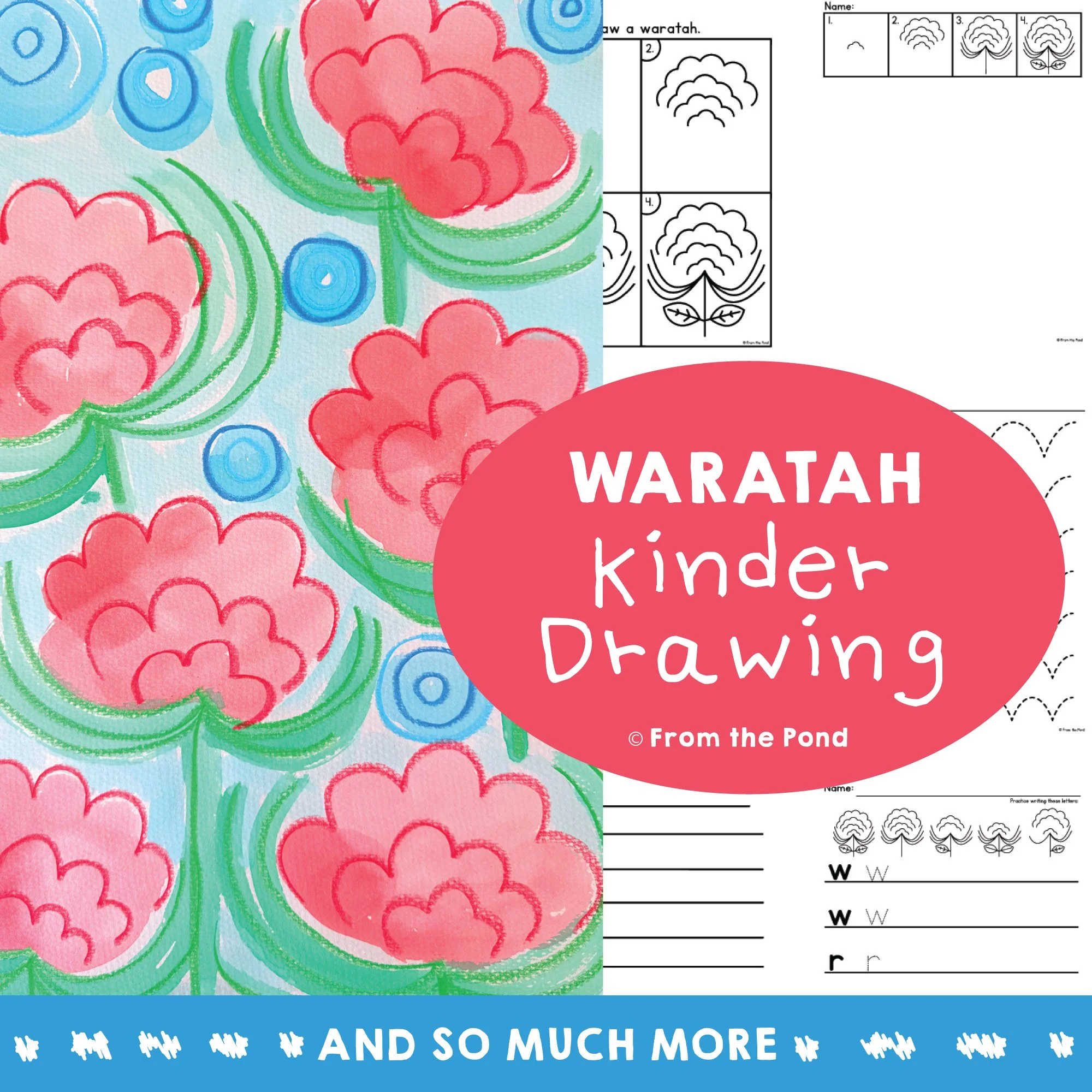  Waratah directed drawing pack featuring an Australian flower theme for developing fine motor skills, creativity, and early writing confidence through step-by-step art activities. Beautiful Australian native flower directed drawing and writing resour