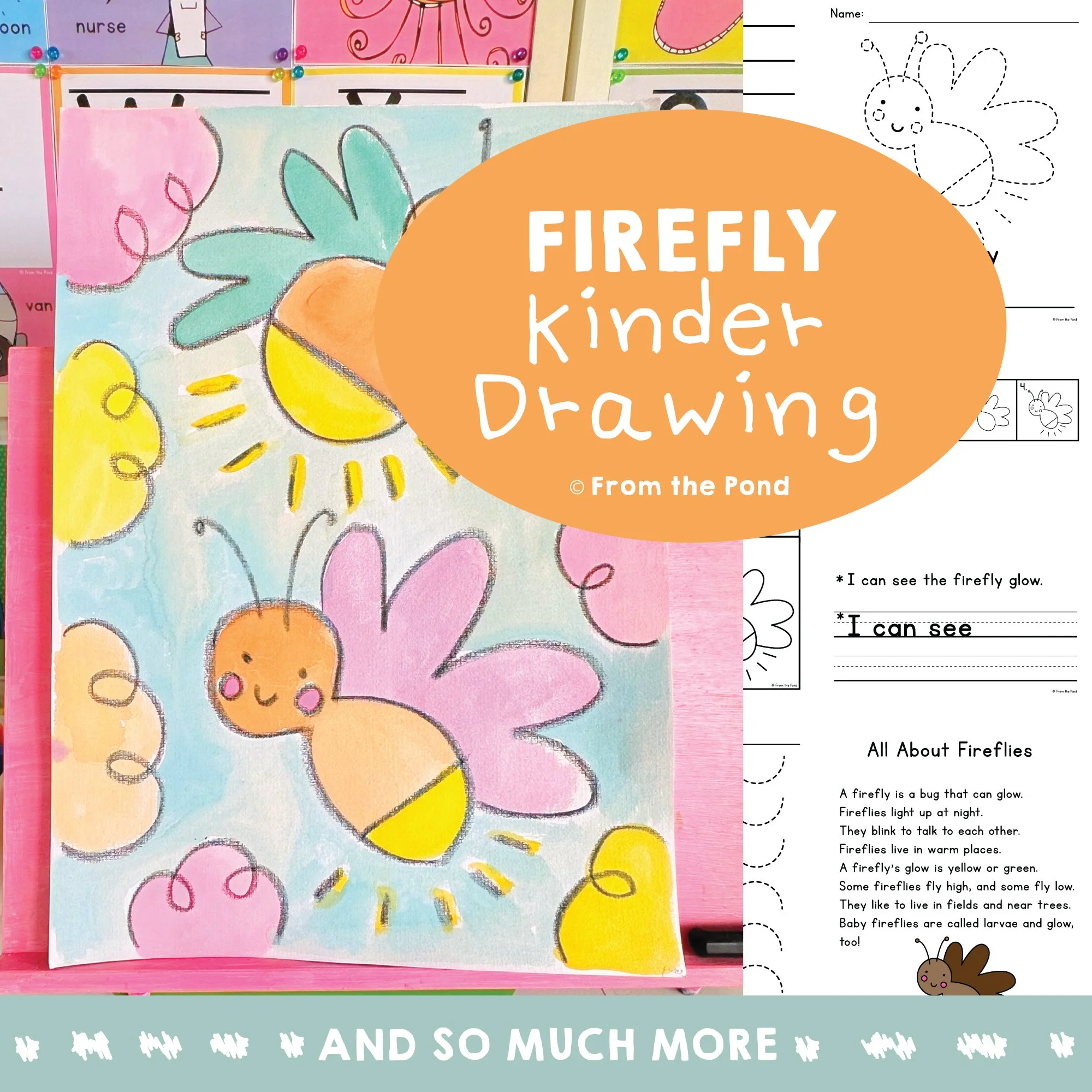  Firefly directed drawing and writing pack for building fine motor skills, creativity, and early literacy through engaging step-by-step art activities. Fun firefly themed directed drawing and writing resource for kindergarten and first grade students
