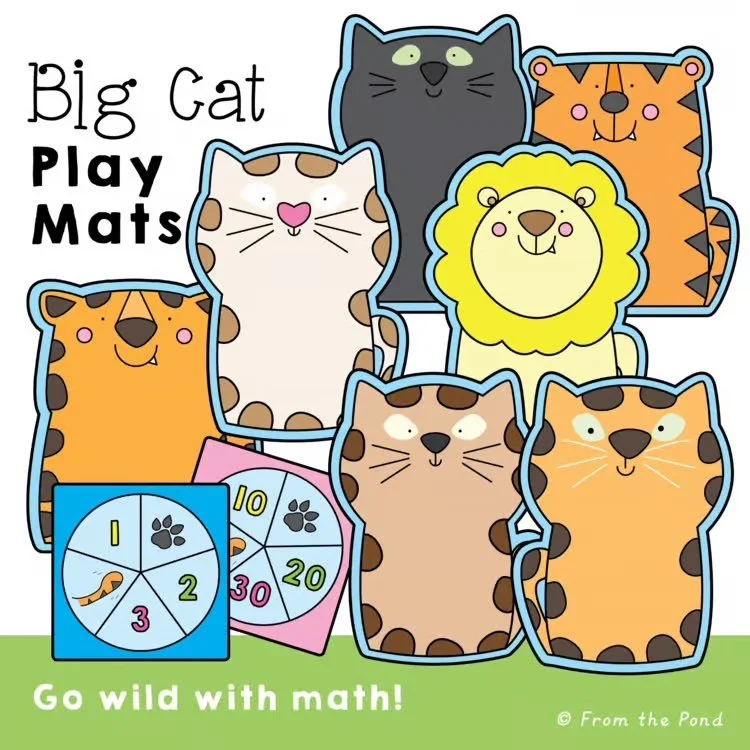  Big Cat play mats for math games, number activities, and classroom warm ups designed to build early number sense through hands-on learning and playful math exploration. Fun big cat themed math mats for kindergarten and first grade students practisin