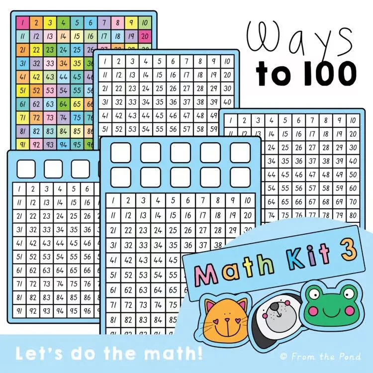  Hundreds chart activities and Ways to 100 math games for building number sense, place value understanding, and counting fluency through hands-on exploration and engaging math challenges. Fun printable math centers for kindergarten and first grade st