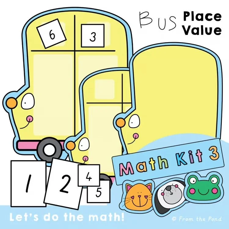  School Bus place value math centers for exploring tens and ones through hands-on number activities that build early place value understanding and math confidence. Fun school bus themed math games for kindergarten and first grade students practising 