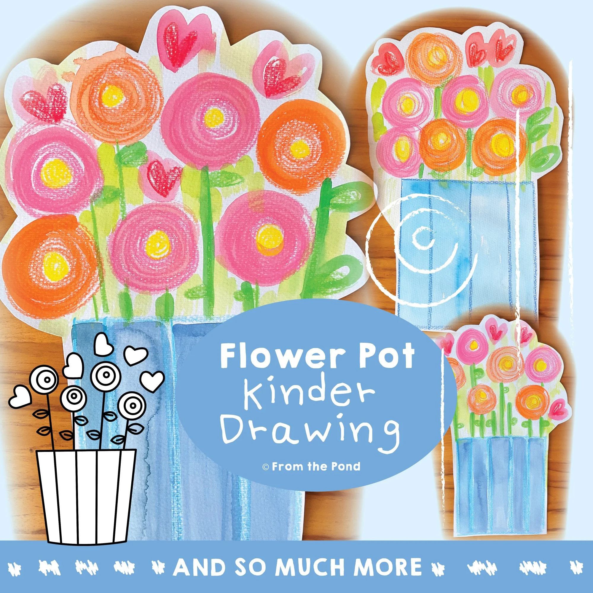  Flower Pot directed drawing pack for spring art, fine motor development, and creative writing activities that inspire confidence through step-by-step drawing. Fun flower pot themed directed drawing and writing resource for kindergarten and first gra