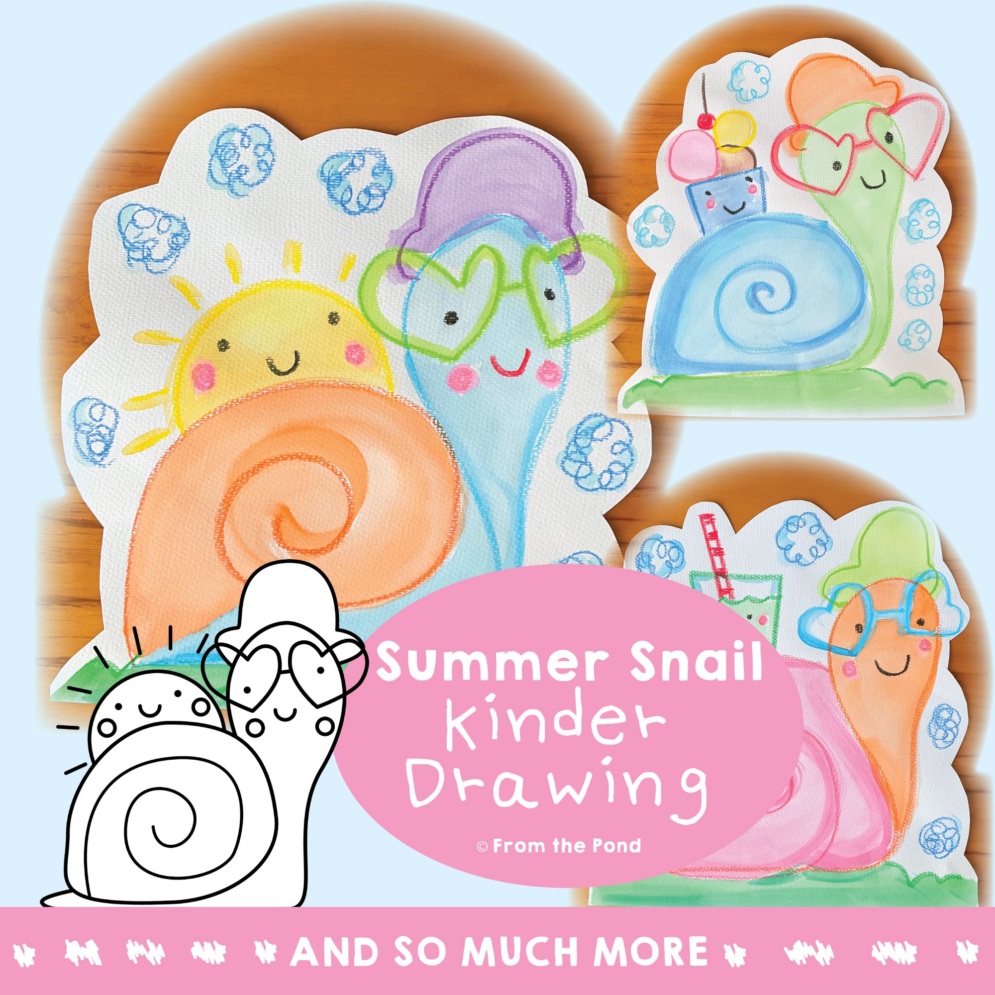  Summer Snail directed drawing pack for Letter S fine motor practice, handwriting development, and creative writing activities in early elementary classrooms. Fun snail themed directed drawing and writing resource for kindergarten and first grade stu