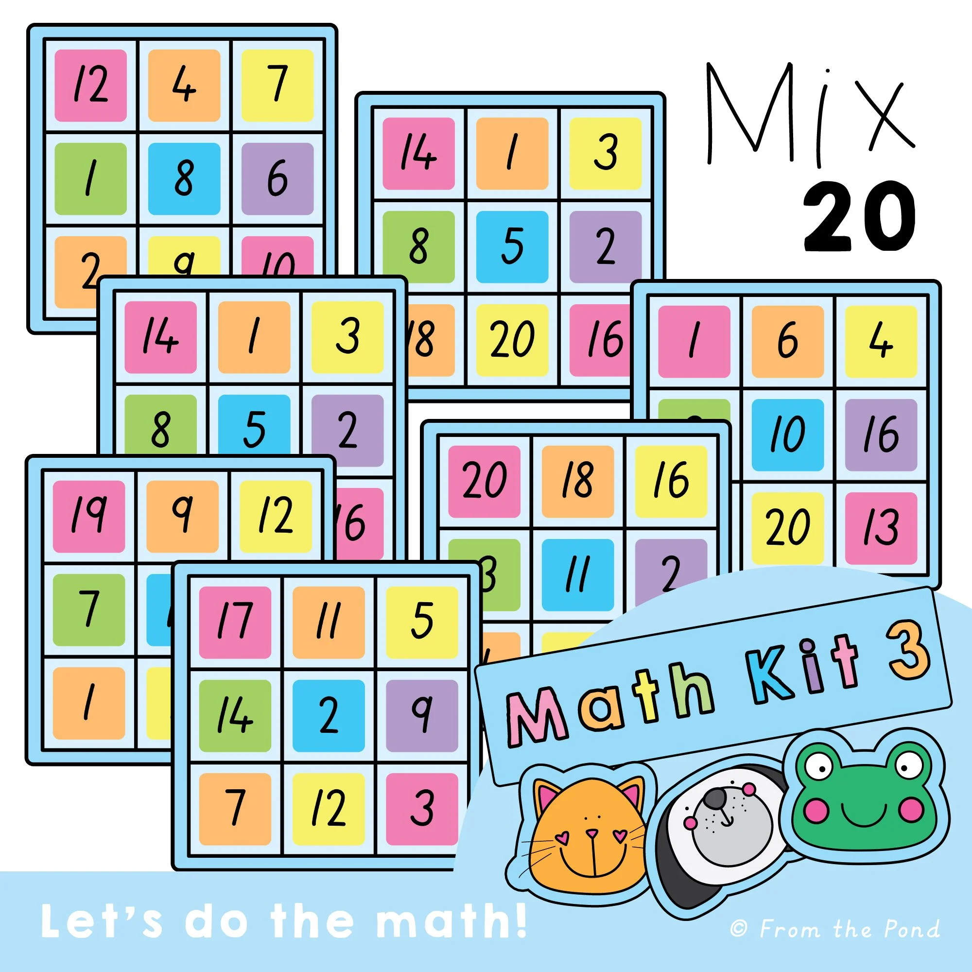  Mixed number grids to 20 math games for building number sense, counting fluency, and flexible math thinking through hands-on learning and engaging number exploration. Fun printable math center activities for kindergarten and first grade students pra