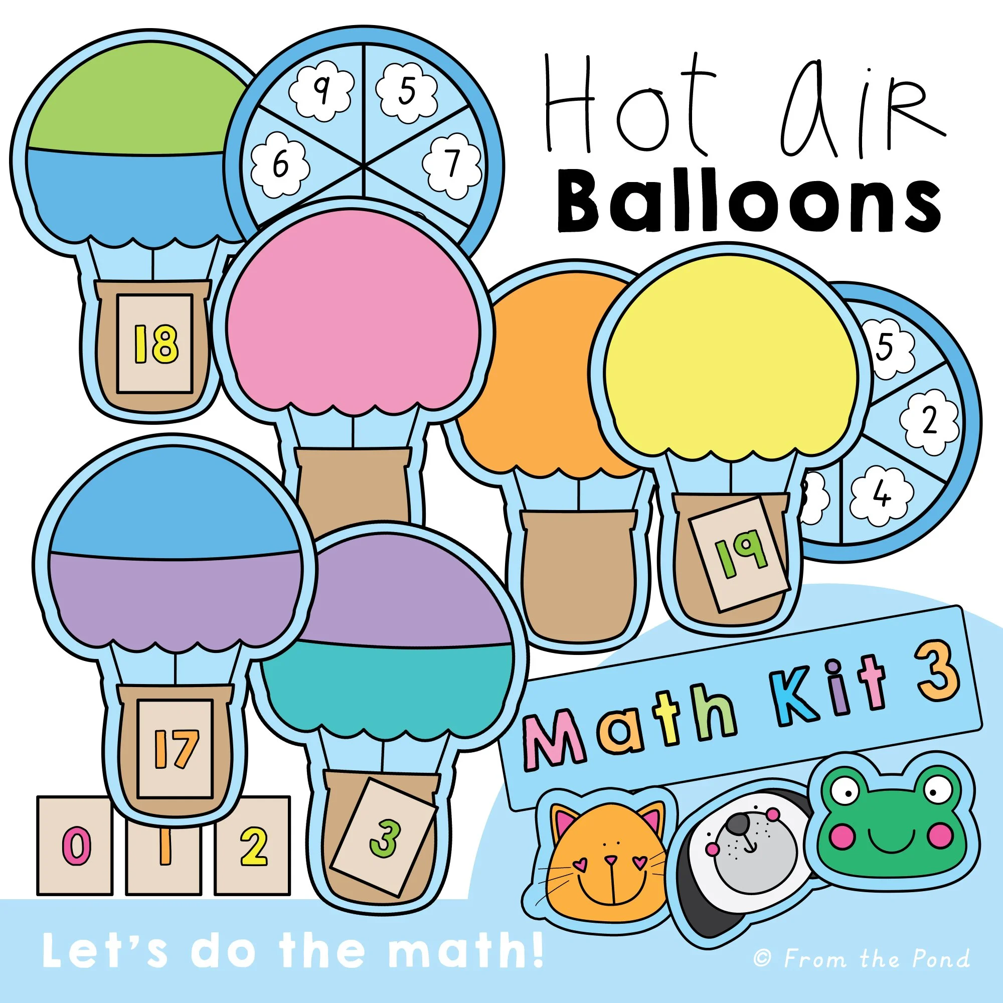  Hot Air Balloon number bonds math activities for counting, addition, and part-part-whole learning through hands-on math centers. Engaging hot air balloon themed number mats for kindergarten and first grade students practising number bonds, composing