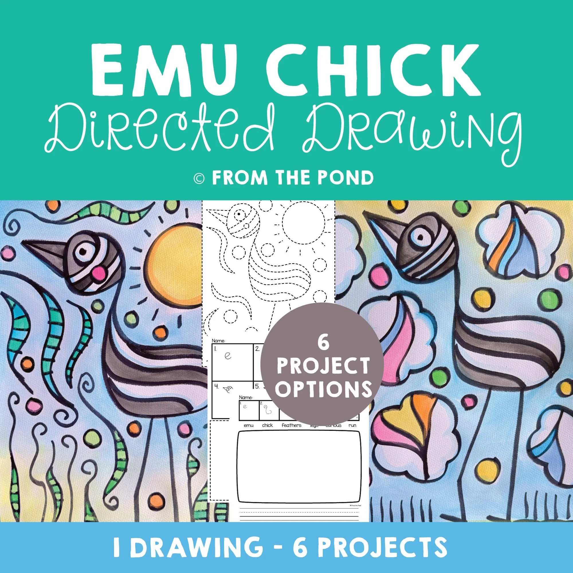 Emu Chick Directed Drawing