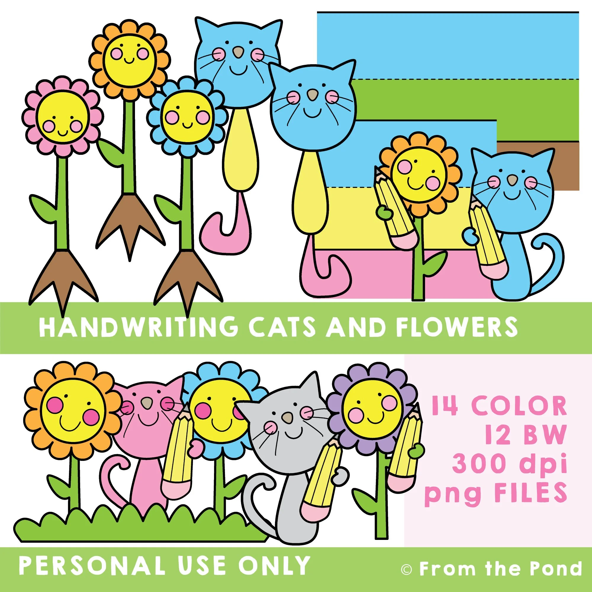Handwriting Cats &amp; Flowers