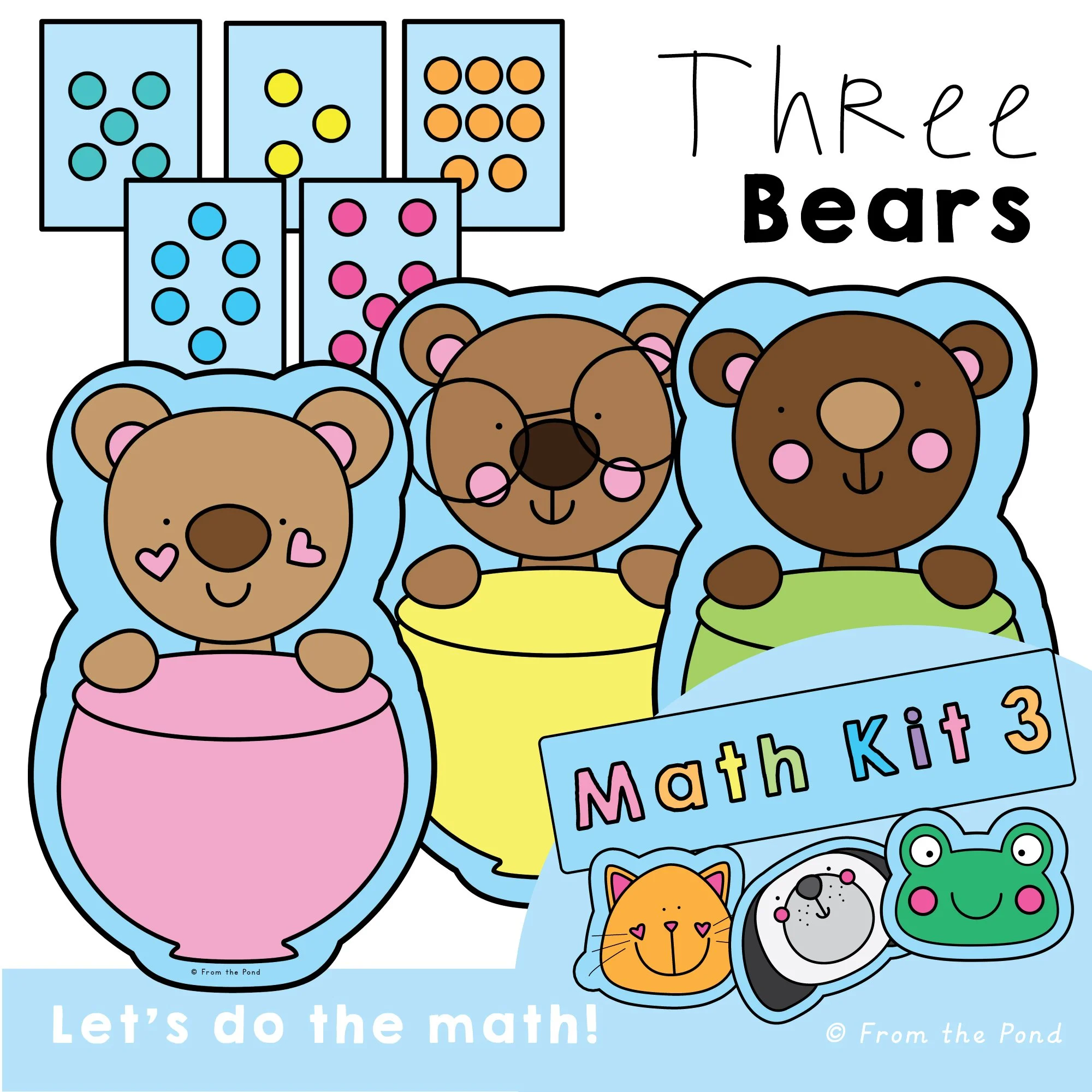  Three Bears counting and subitizing math activities with bear play mats, dot pattern cards to 8, and numeral cards to 24 for hands-on number learning. Engaging kindergarten and first grade math centers for practicing counting, number recognition, su