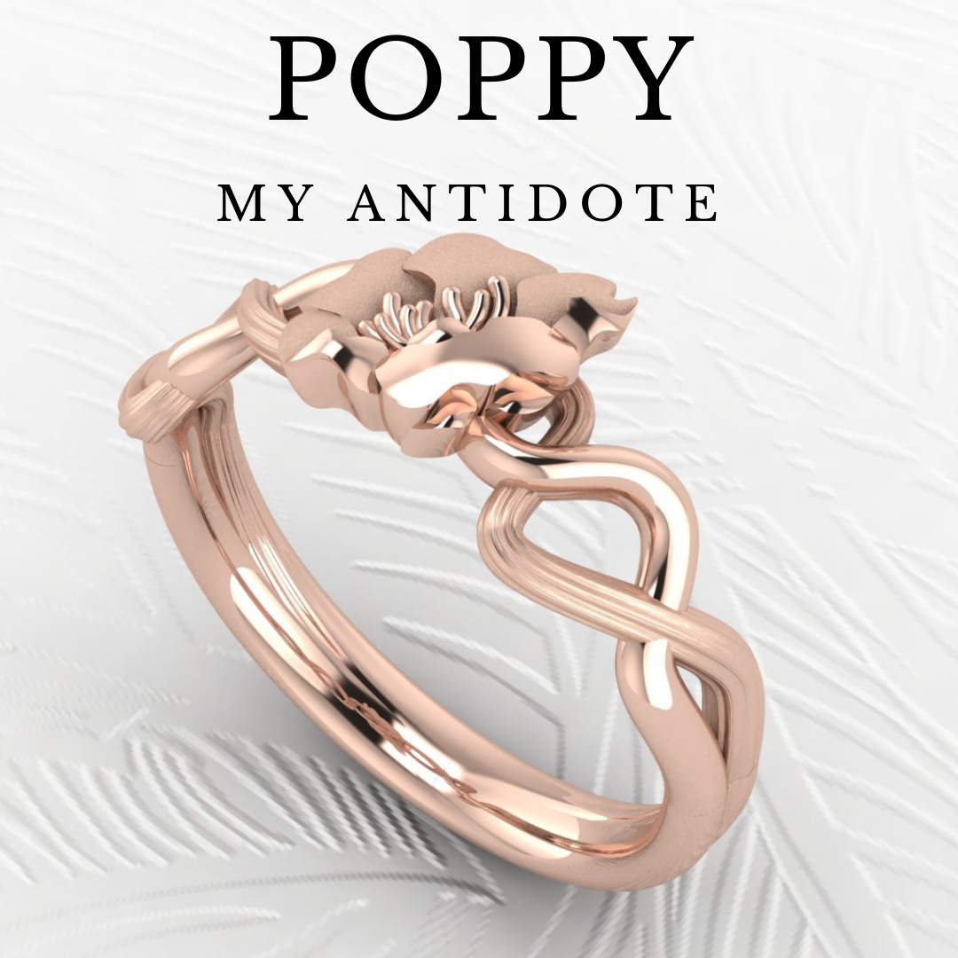 Poppy Ring in 14ct Rose Gold. Language of Flowers Collection exclusively at House of Frost Jewellery
