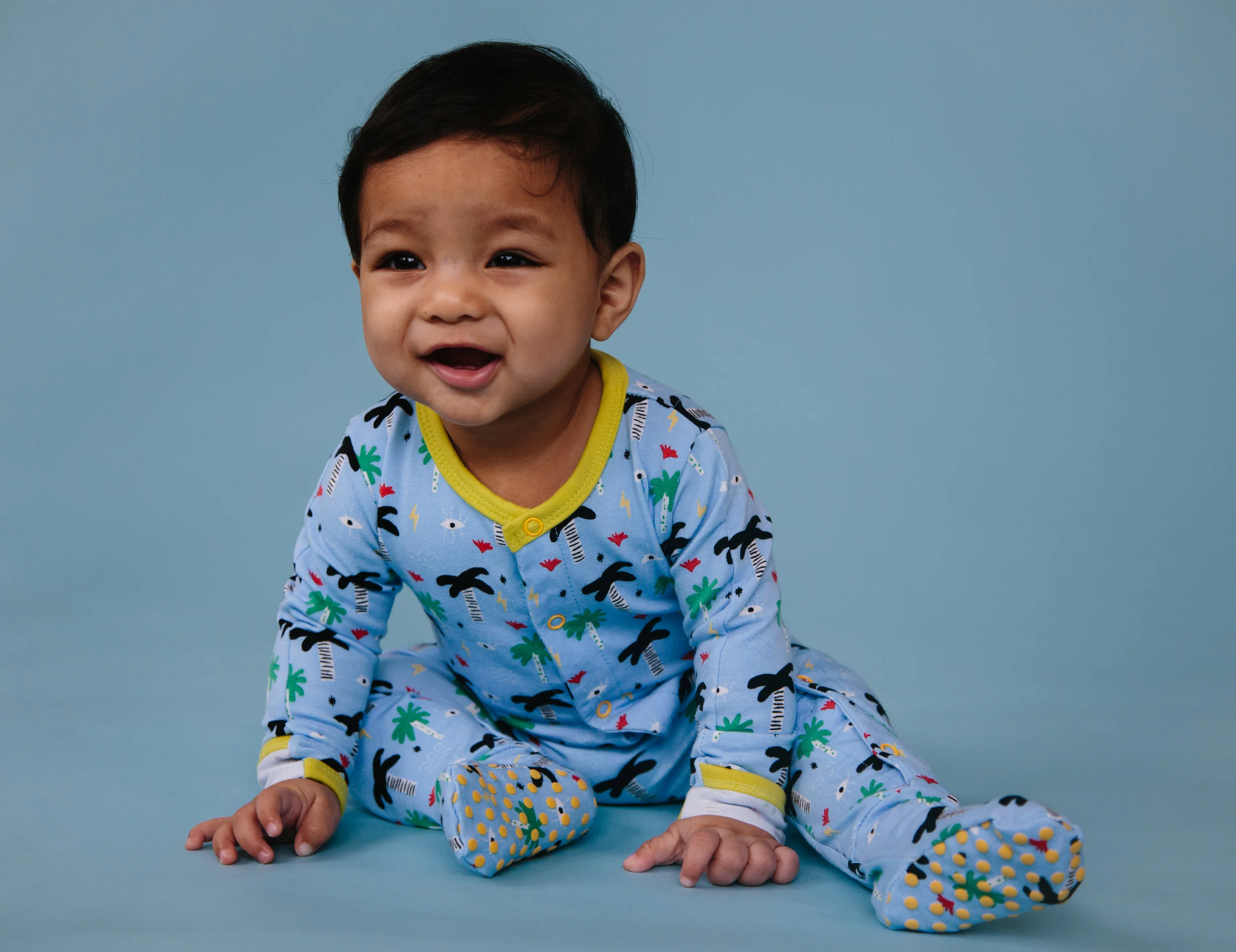Baby Boy in Blue Palm Eye Organic Cotton Pajama