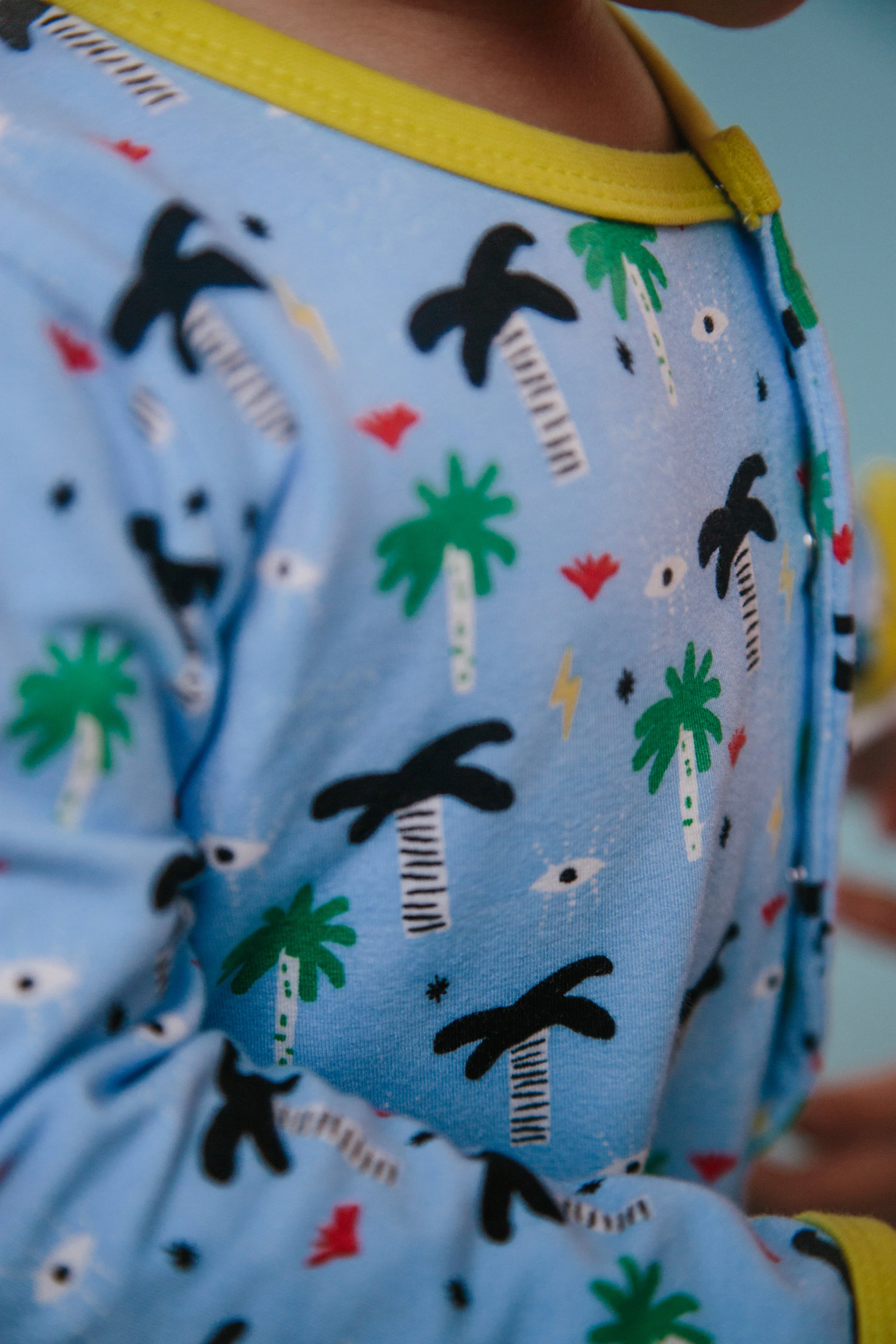 Detailed Shot of Blue Palm Eye Organic Cotton Pajama