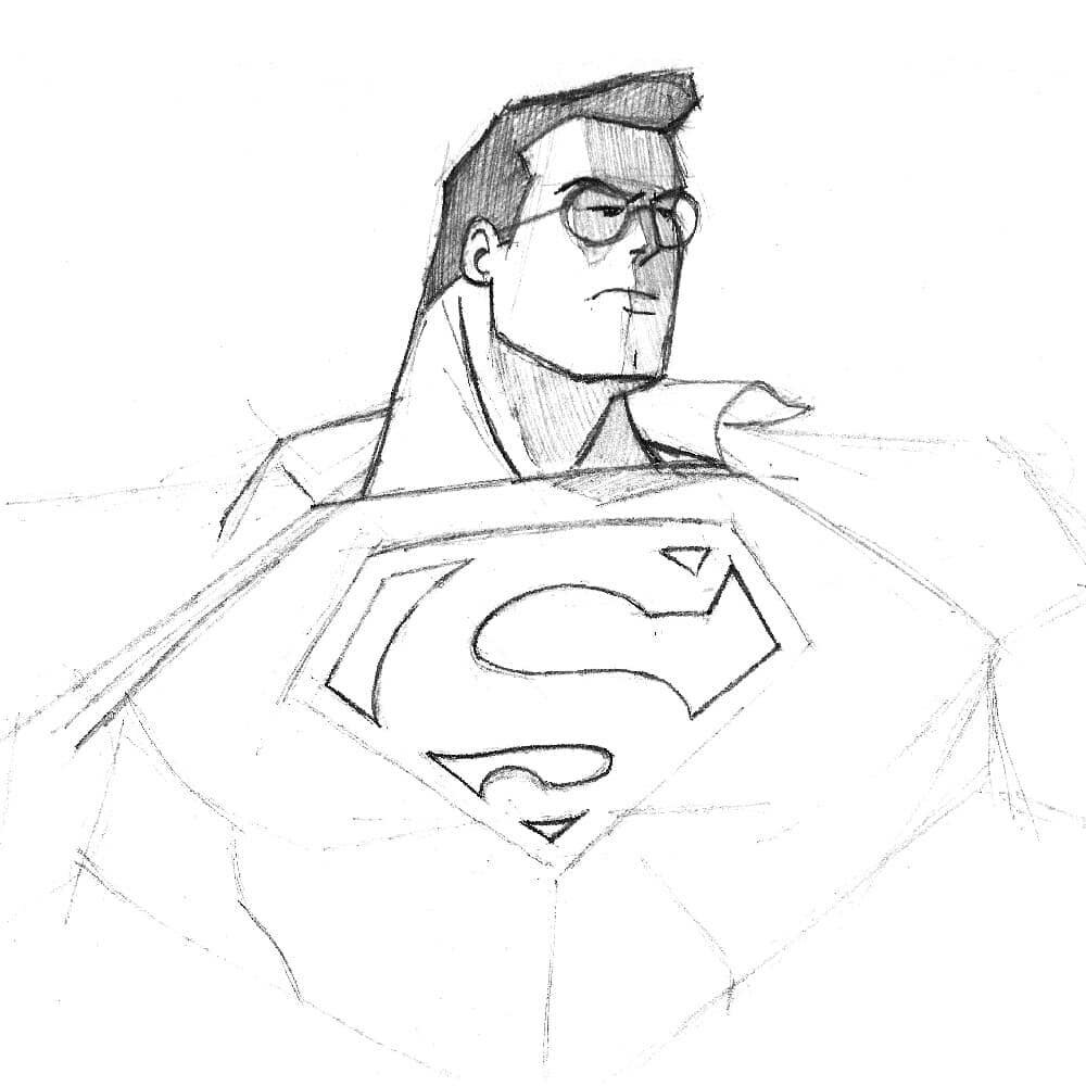 A graphite sketch I made of Superman, probably in the 2000s.