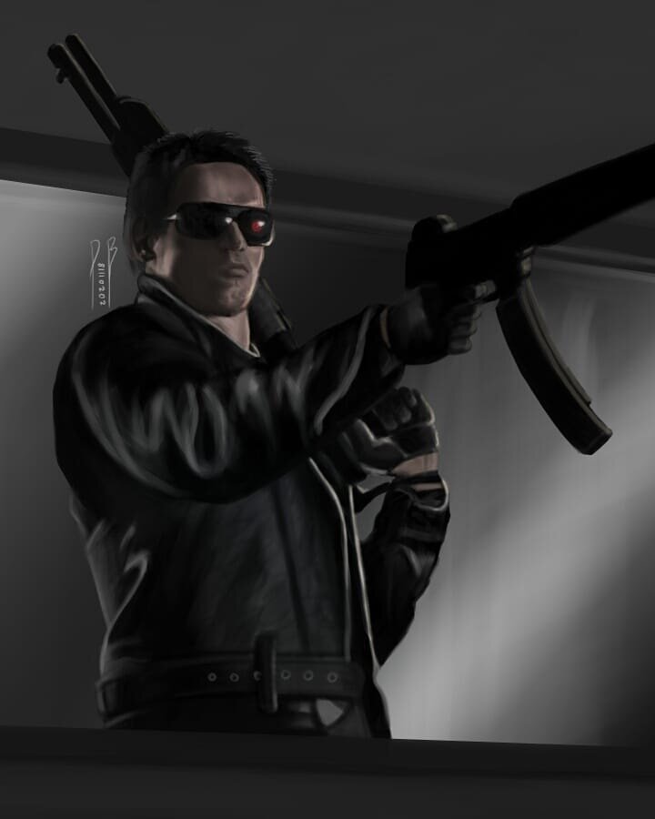The Terminator (1984) - Police Station Scene - Digital painting