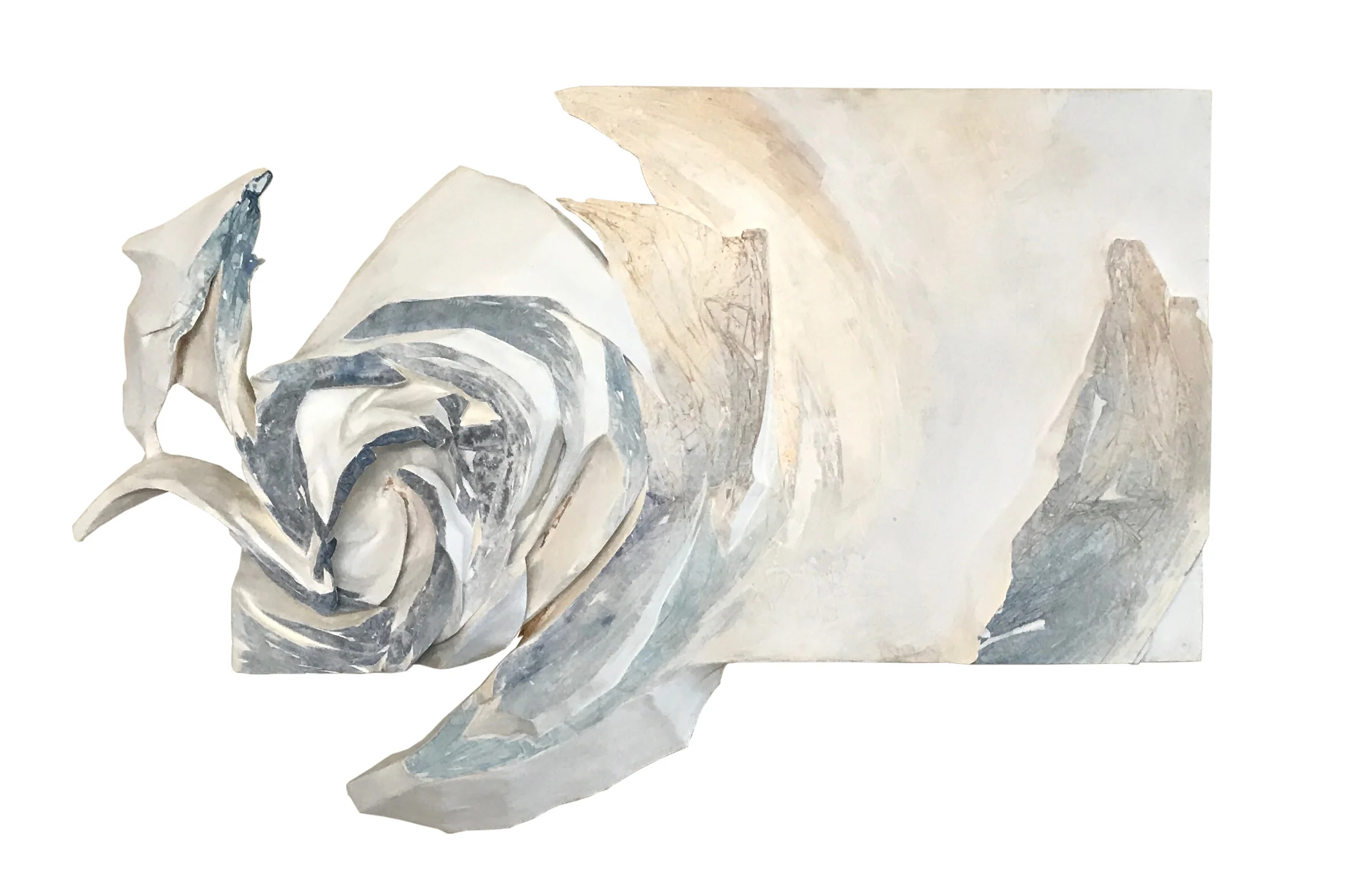 Contours Yet Unformed 27”x44”x5” Insulation Foam , Watercolor Paper, Acrylic Paint, Spackle