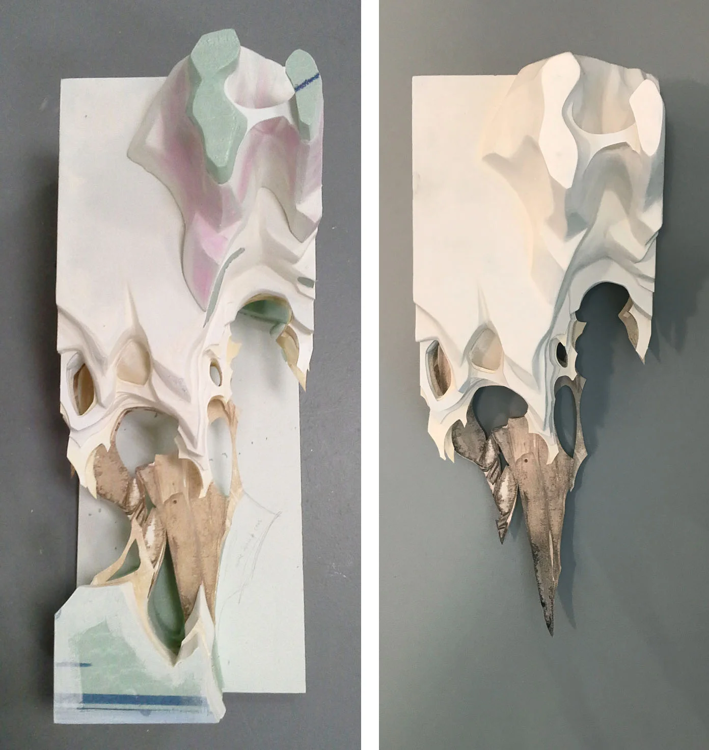 Insular Study Insulation foam , watercolor paper, acrylic paint, spackle 25”x10”x10”