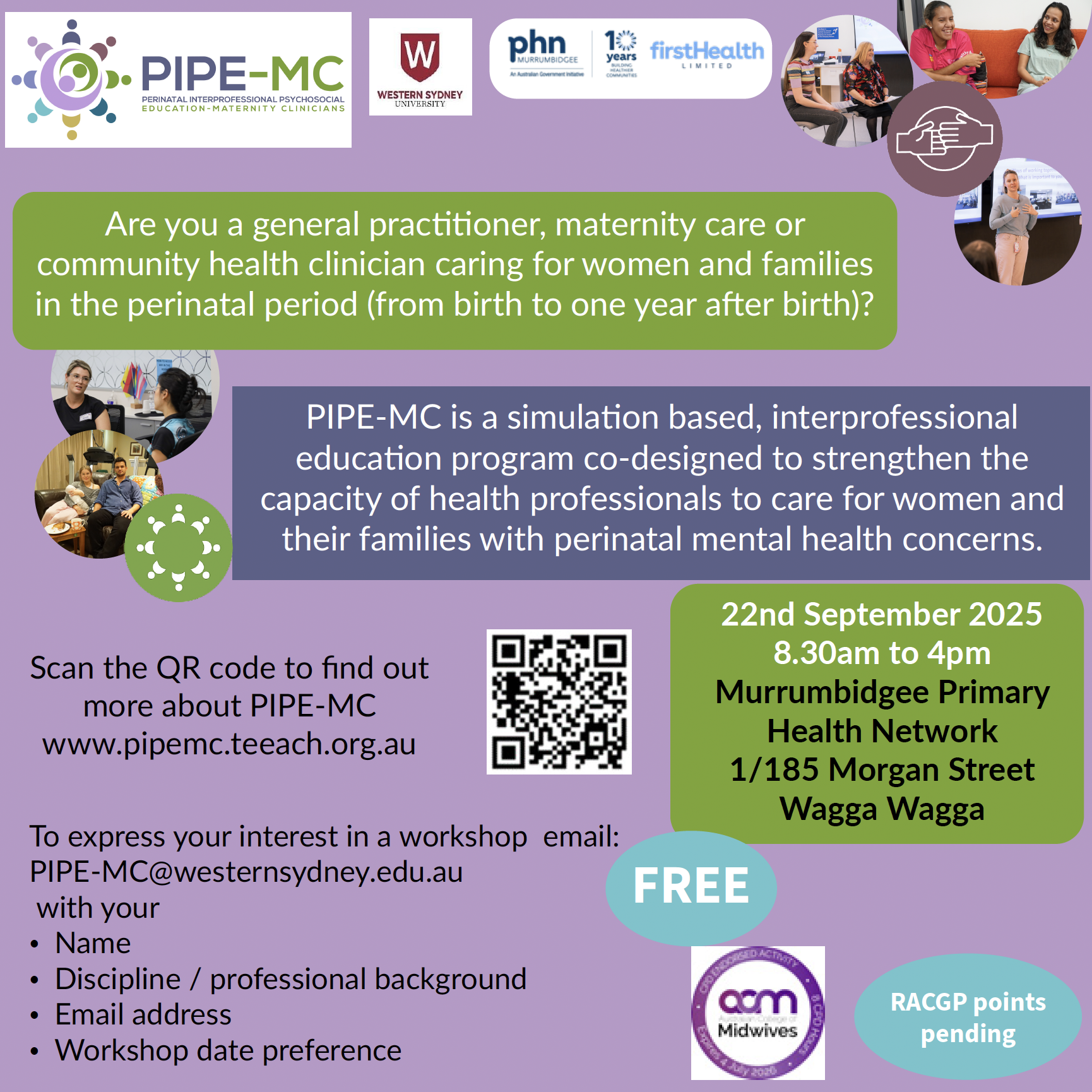 Wagga: Perinatal Interprofessional Psychosocial Education – Maternity Clinicians