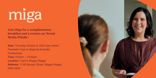 Miga: Join us for a complimentary breakfast and a session on 'Social Media Pitfalls'.