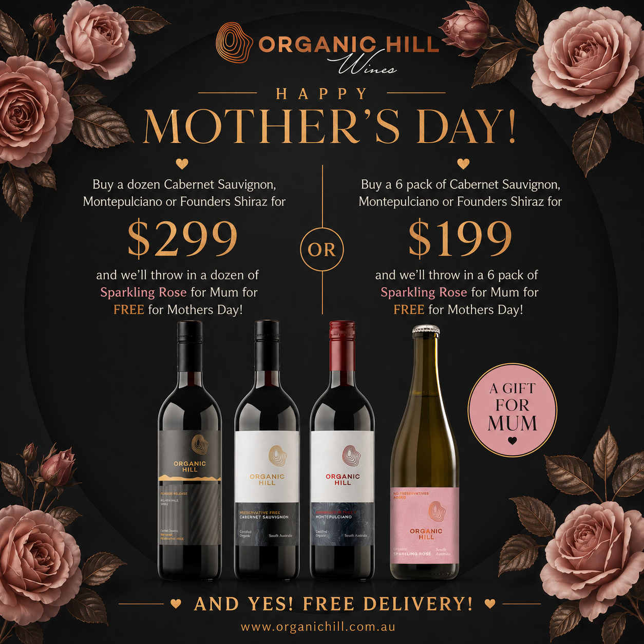 Mother’s Day 6 Pack Deal — $199 with a 6 pack of Sparkling Rose!
