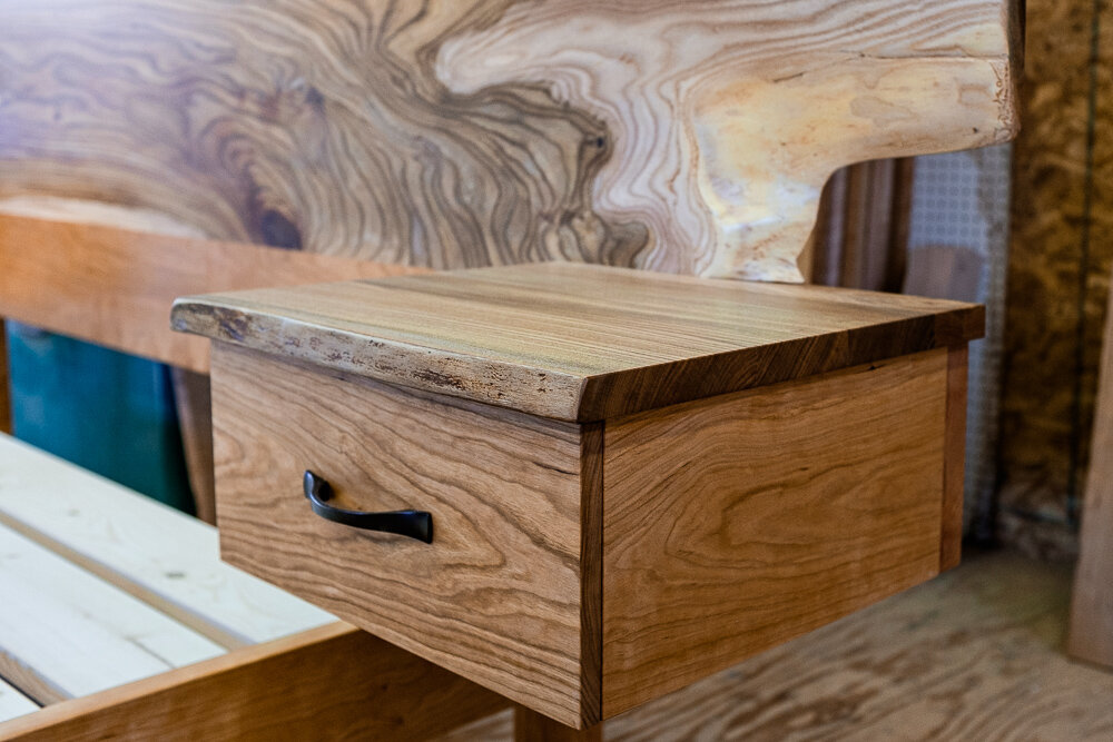  Floating nightstand with ash top and cherry box. 