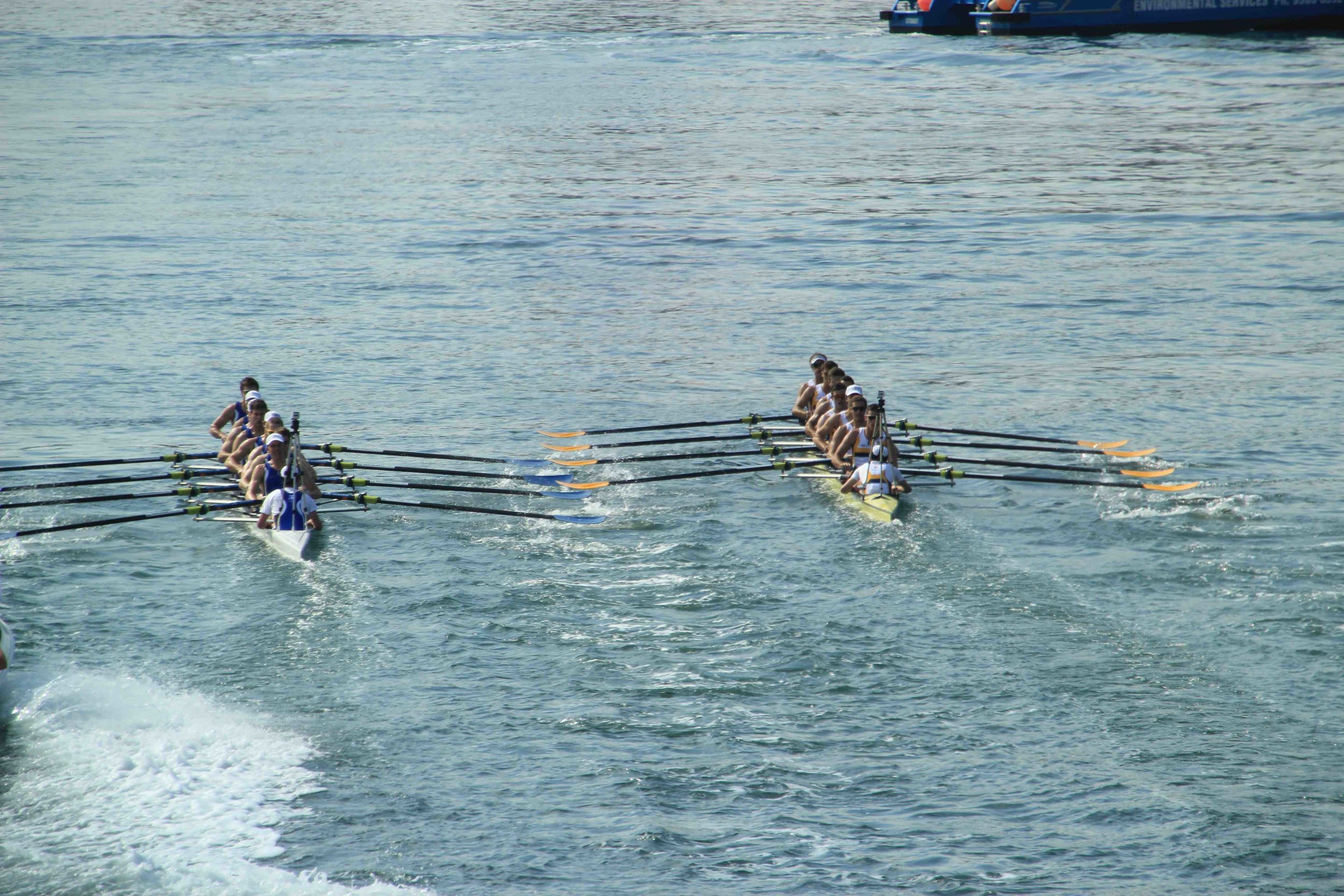 mens eights - Melbourne and Sydney unis clash near start just past Greenwich Point.jpg