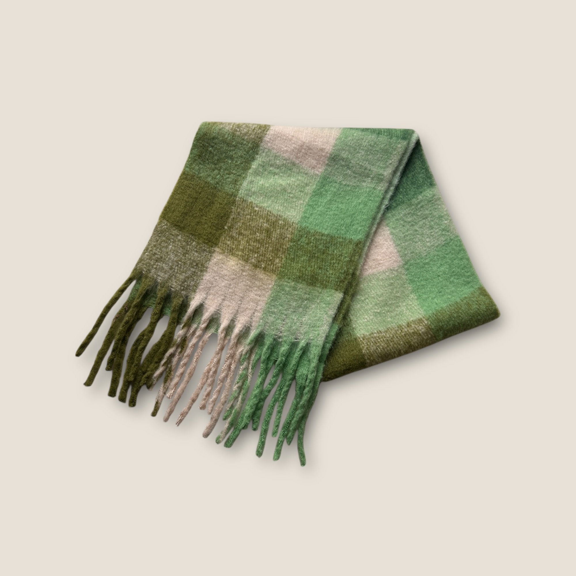 Ichi Chunky Knitted Fringed Scarf - One Size