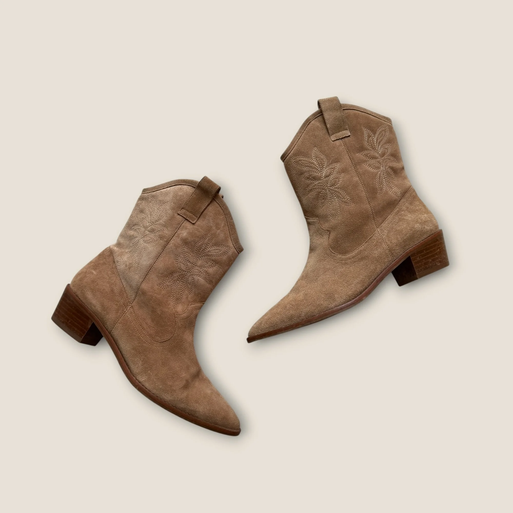 Sezane Suede Western Boots - Size UK 8