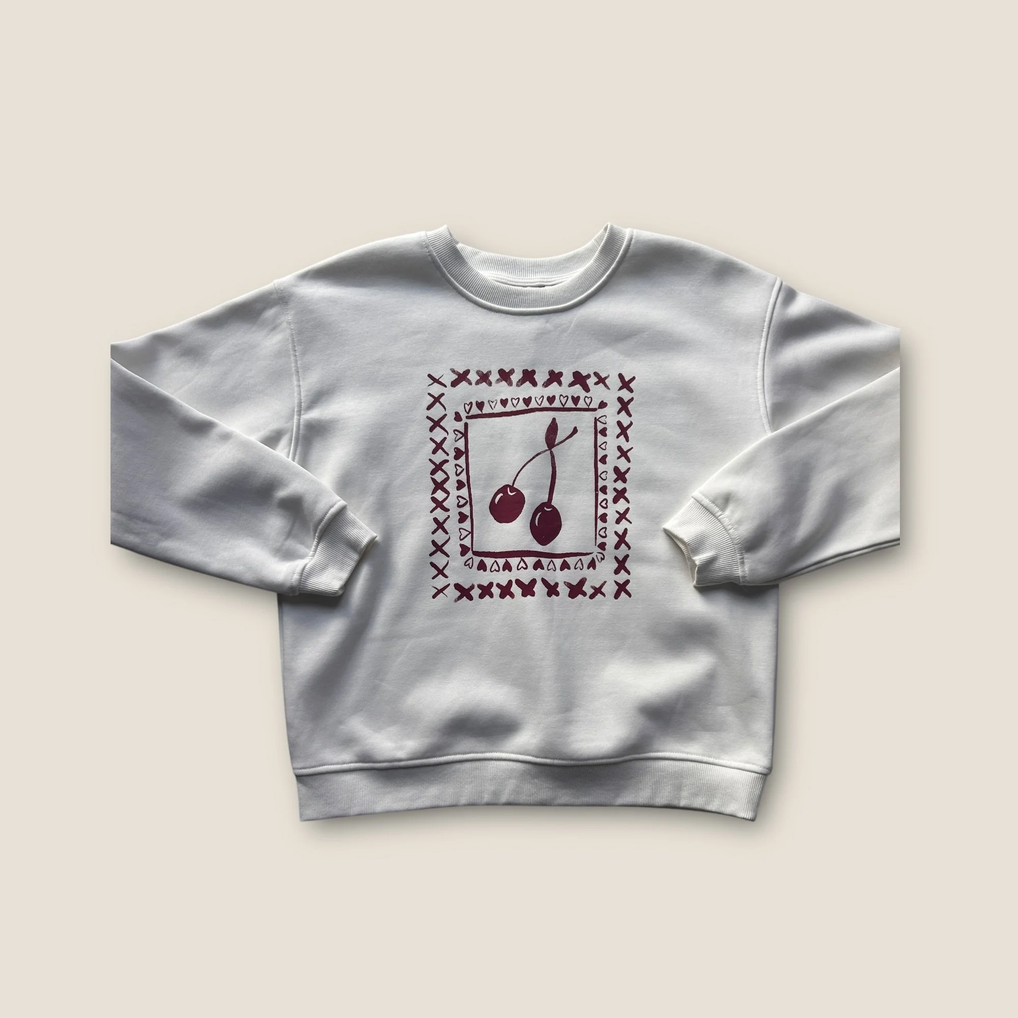 Ichi Cherry Printed Jersey Sweatshirt - Size S