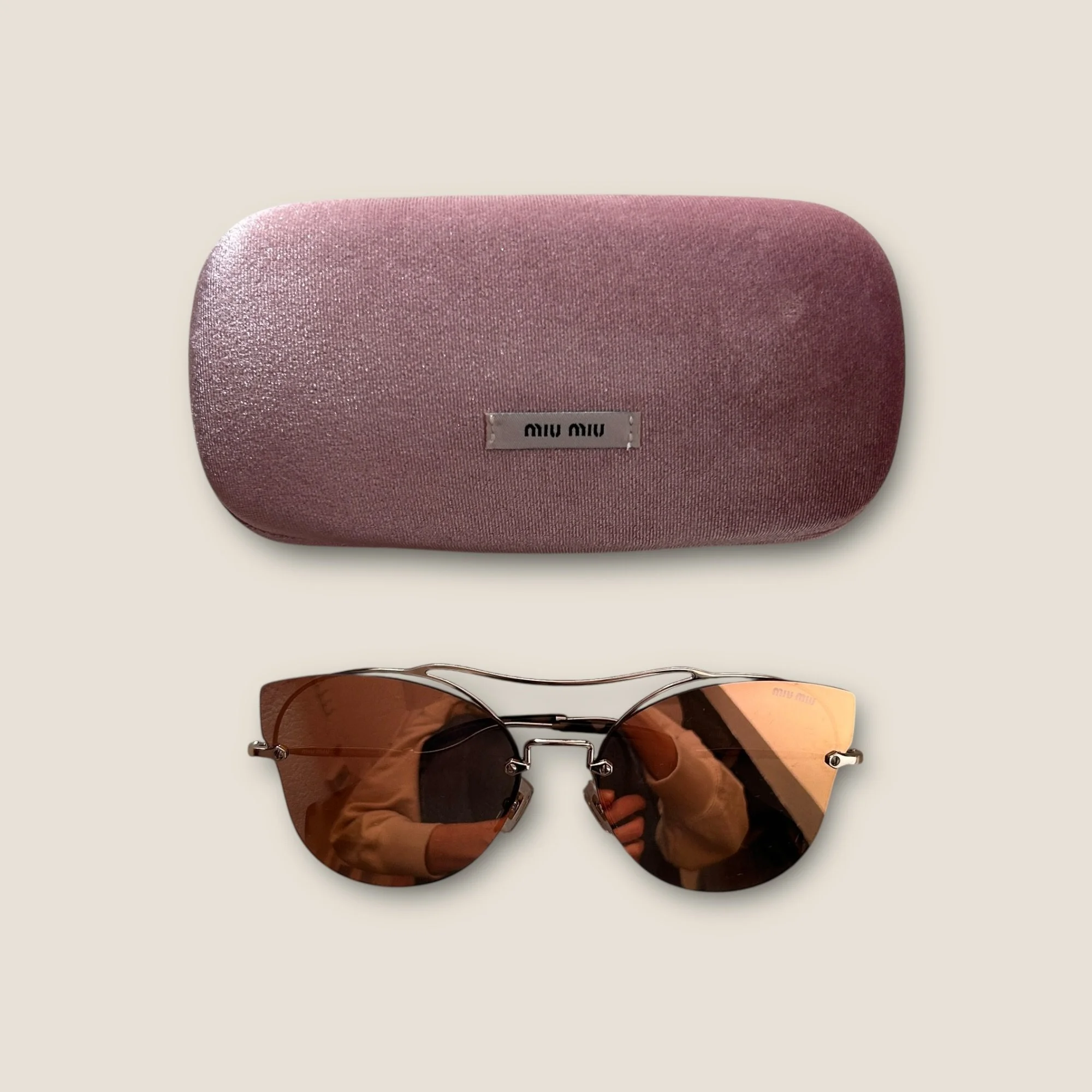 Miu Miu Mirrored Frameless Sunglasses - OS