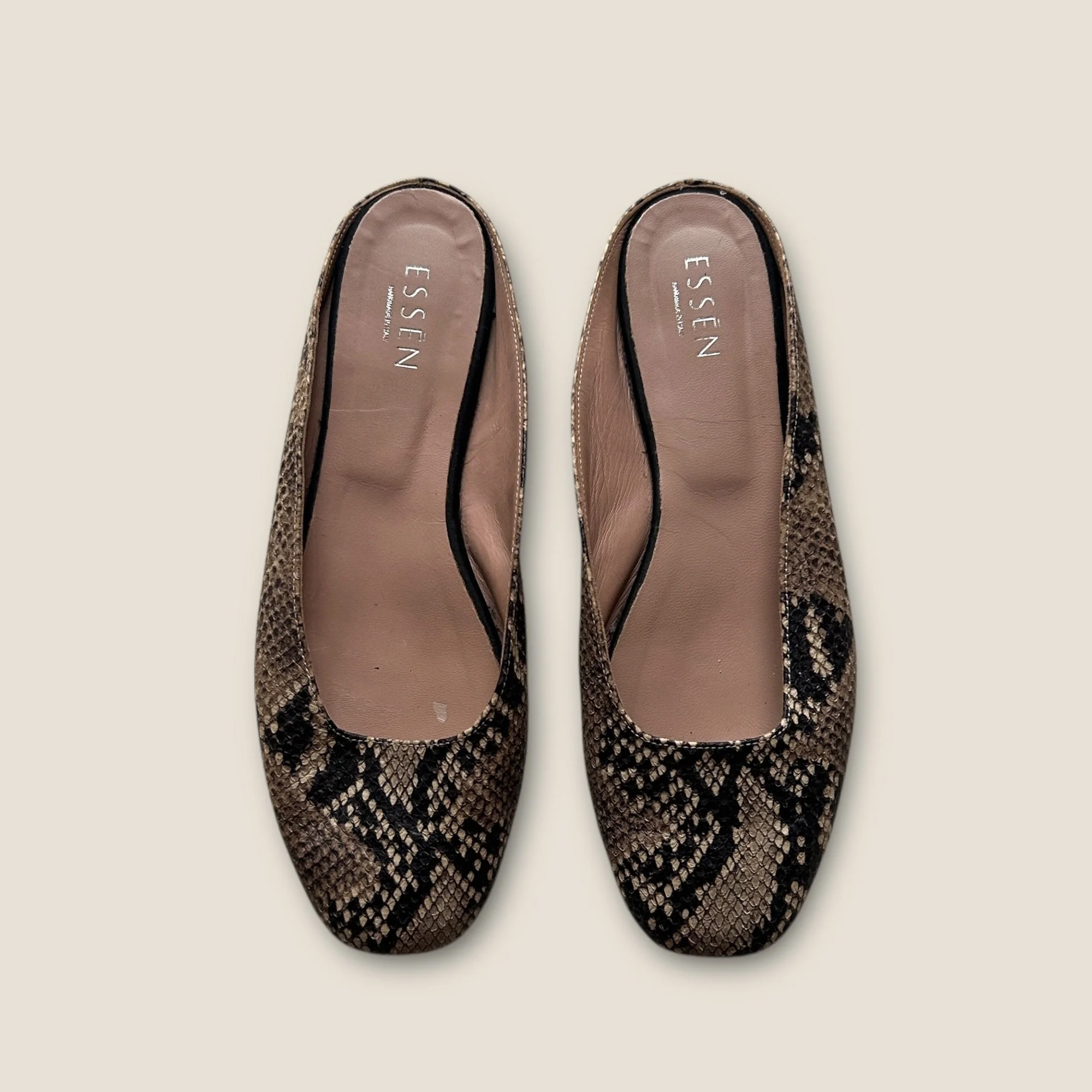 Essen Snakeskin & Leather Mules - Size UK 6