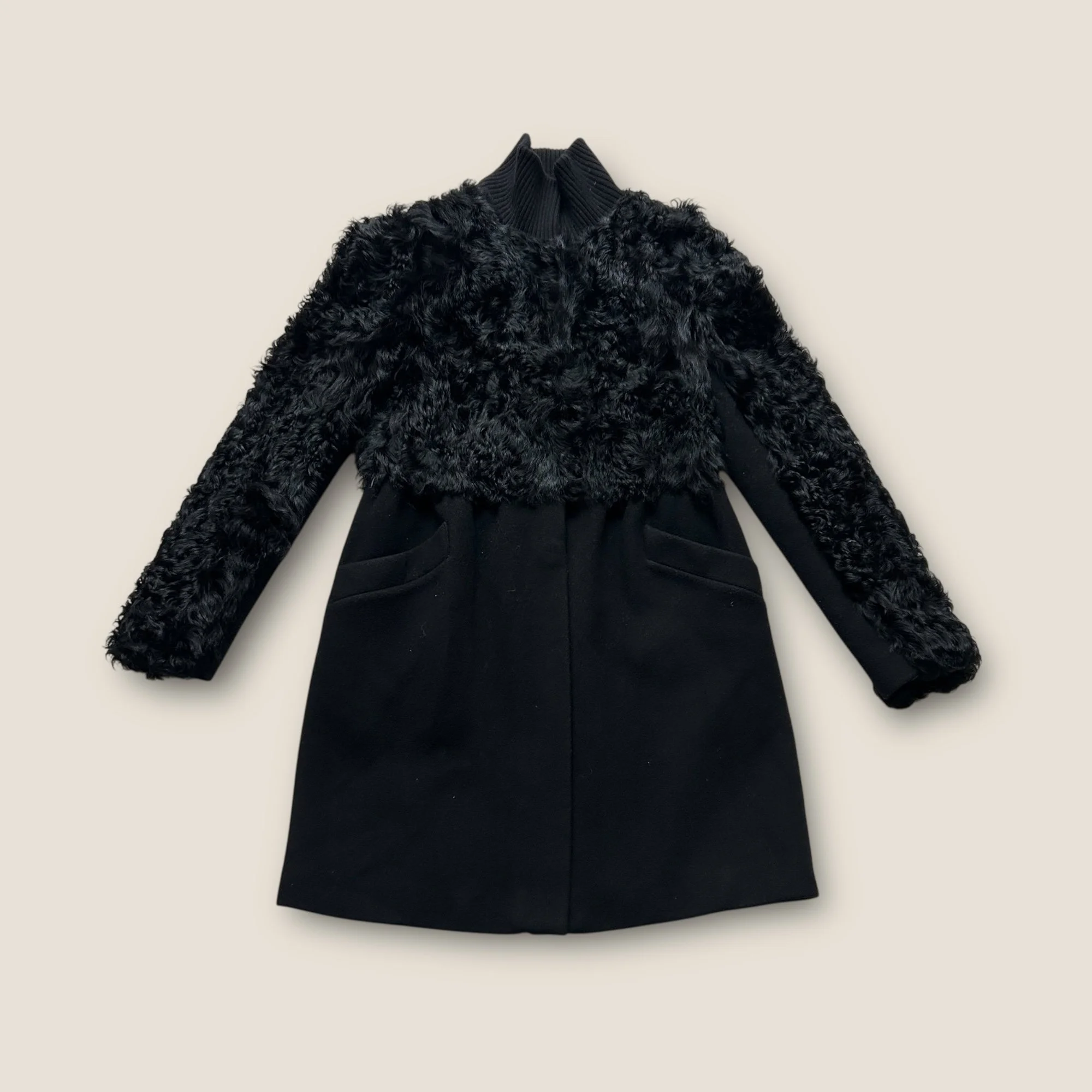 Emporio Armani Lambs Fur & Wool Coat - Size S