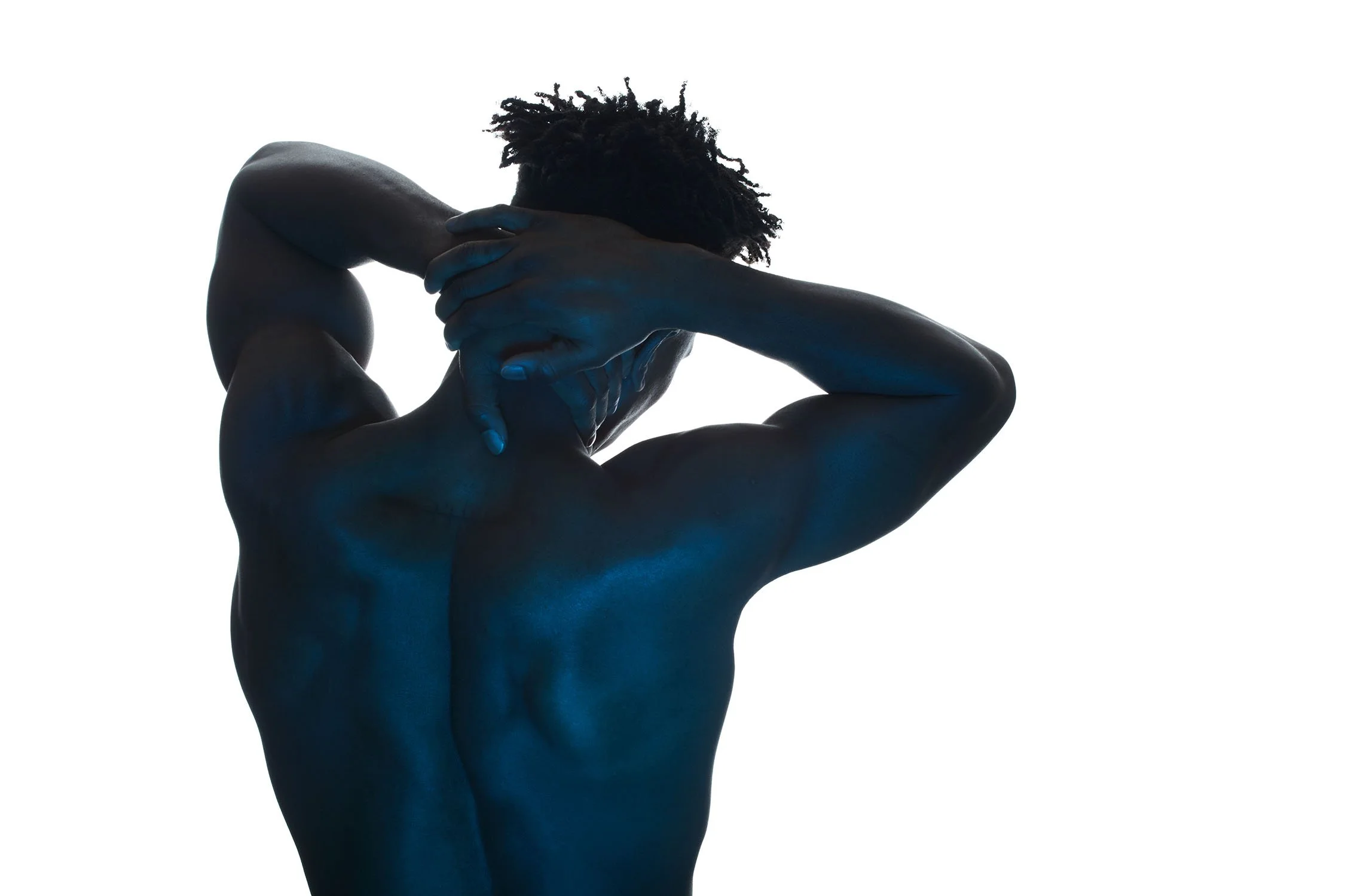 Graphic blue toned portrait