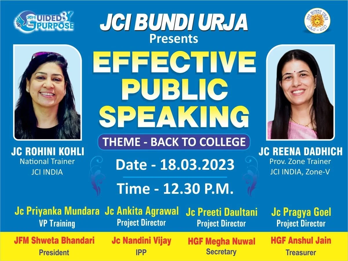 Effective Public Speaking - JCI Bundi Urja