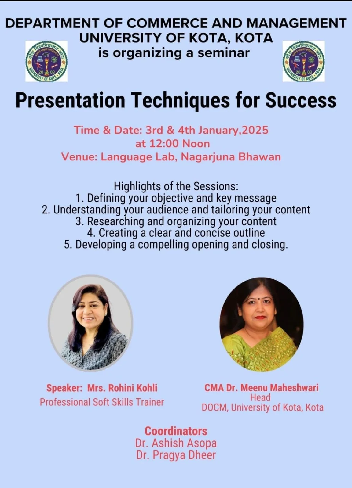 “Presentation Techniques for Success” - Kota University 