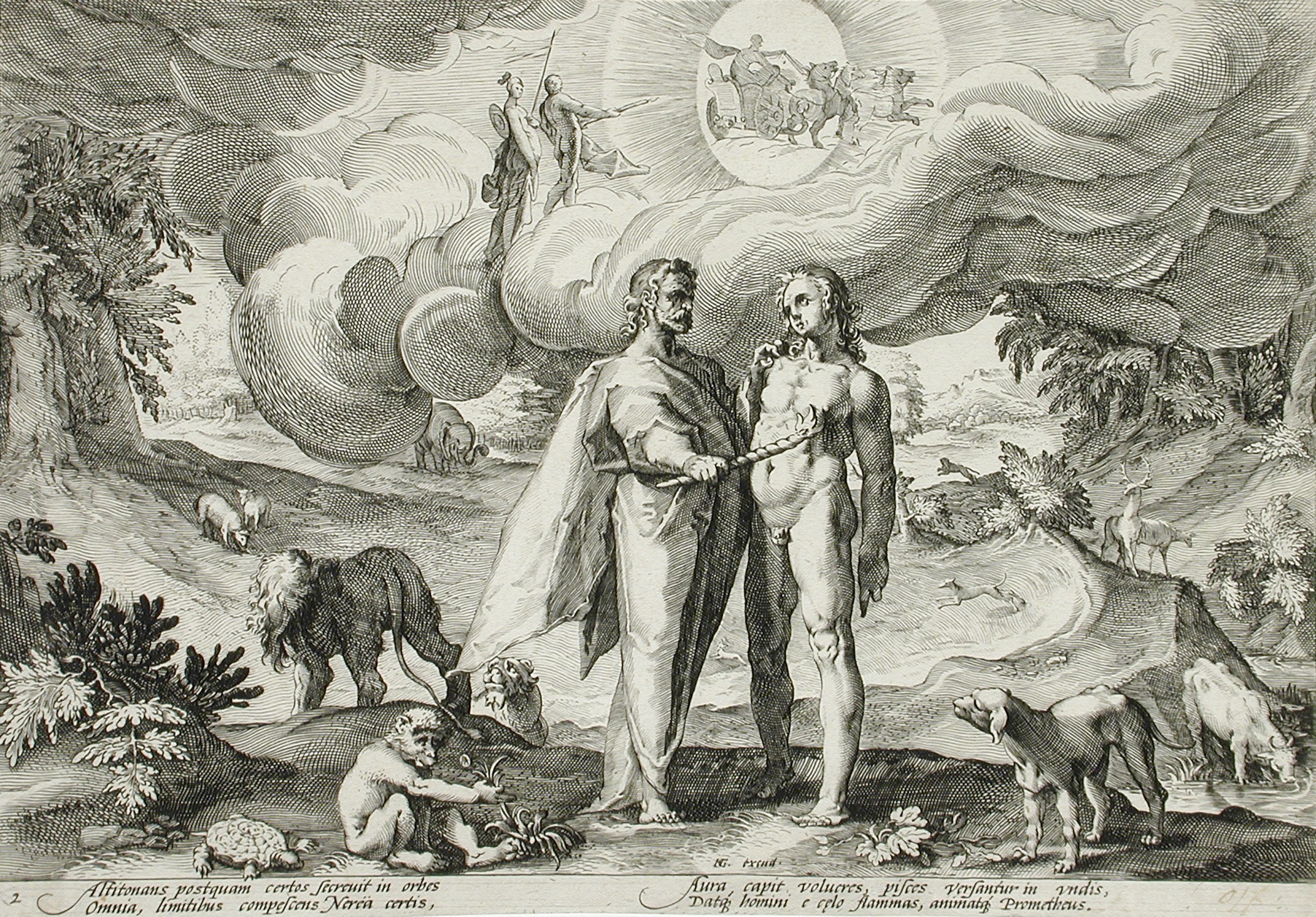 Prometheus Forms Man... by Hendrik Goltzius