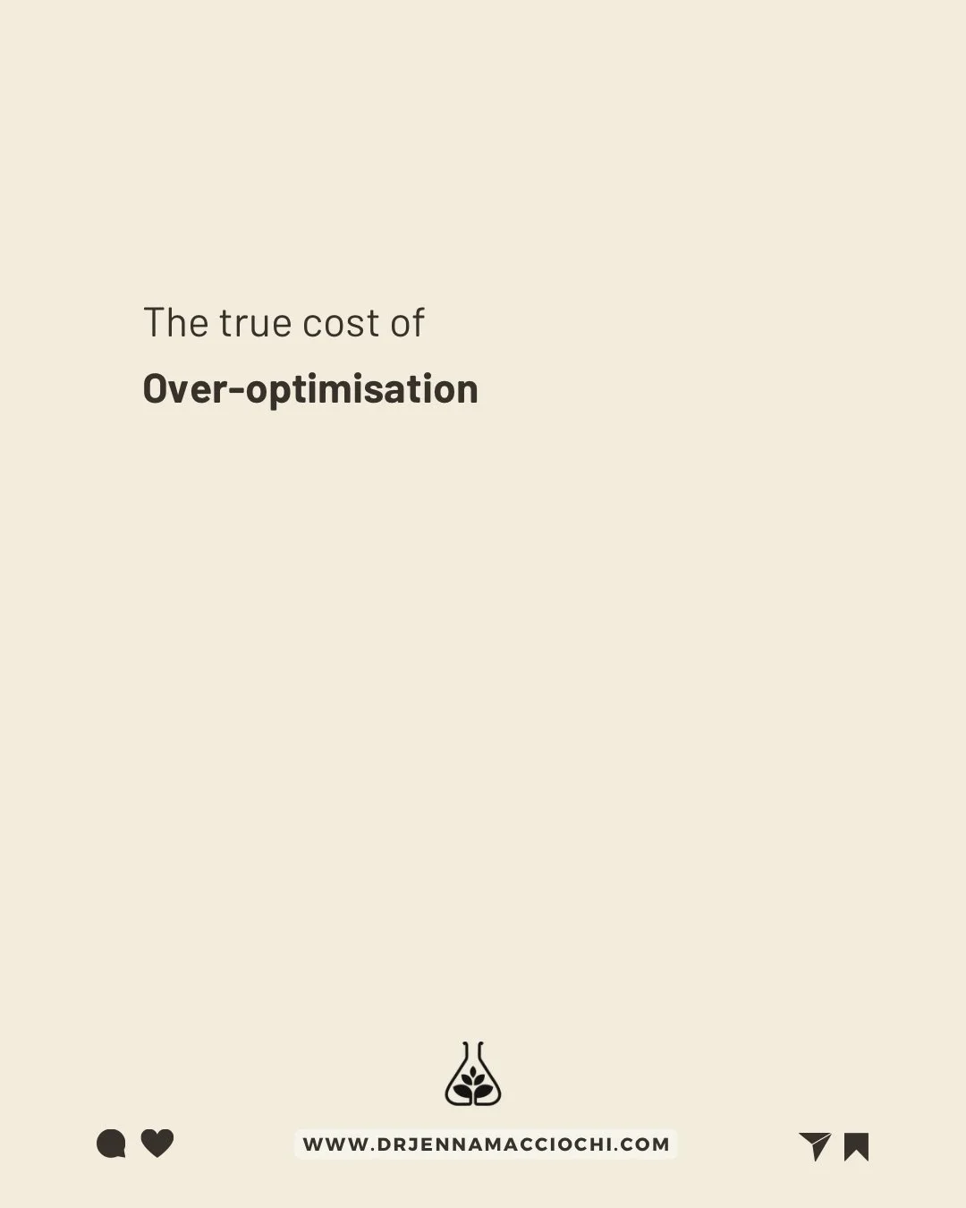 The true cost of over-optimisation?
You lose yourself.

Not in burnout
in the insidious outsourcing of your agency.
To algorithms. To trends. To &ldquo;shoulds.&rdquo;

You stop listening inward.
Start chasing outward.

More tools. Less connection.
M
