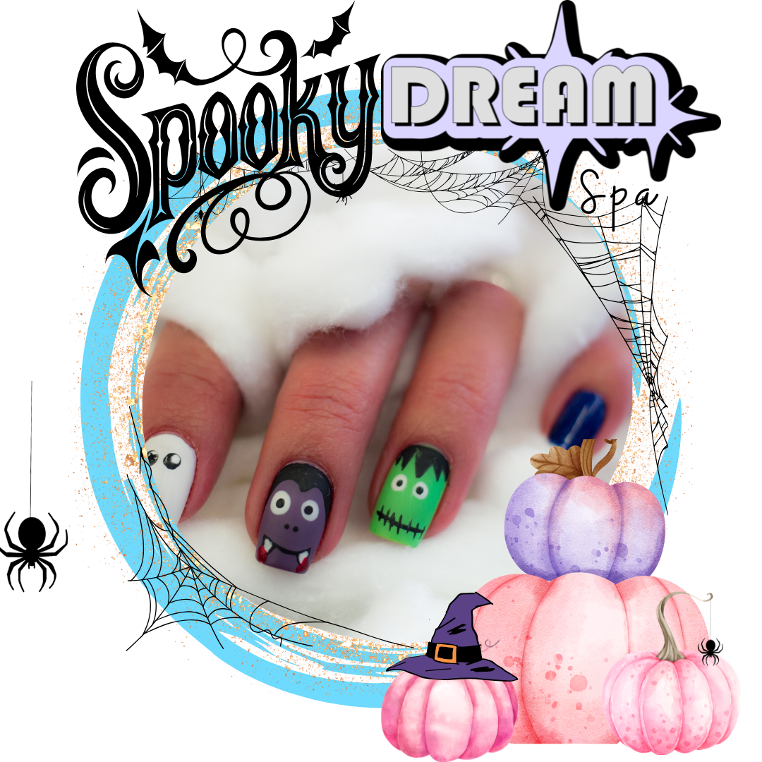 The Spooky dream Seasonal Photo consist of spiders, webs, and halloween nail art