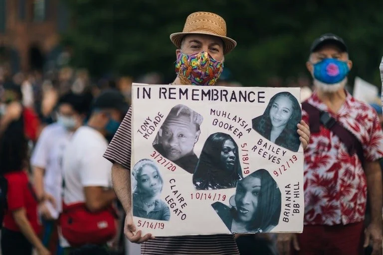 Sylvan marching in Juneteenth Break The Chains With Love March (June, 2020) Photo: Ian Reid, Vogue Magazine 