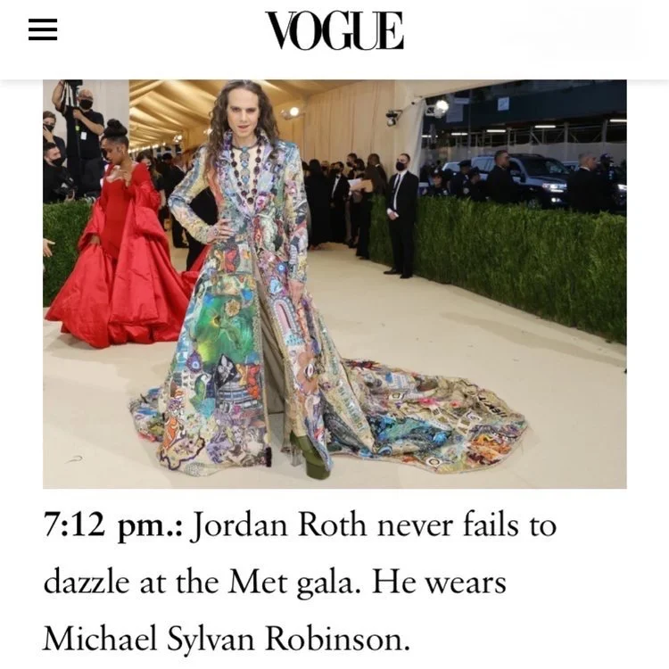 Vogue Magazine: Met Gala 2021 Jordan Roth wearing Michael Sylvan Robinson