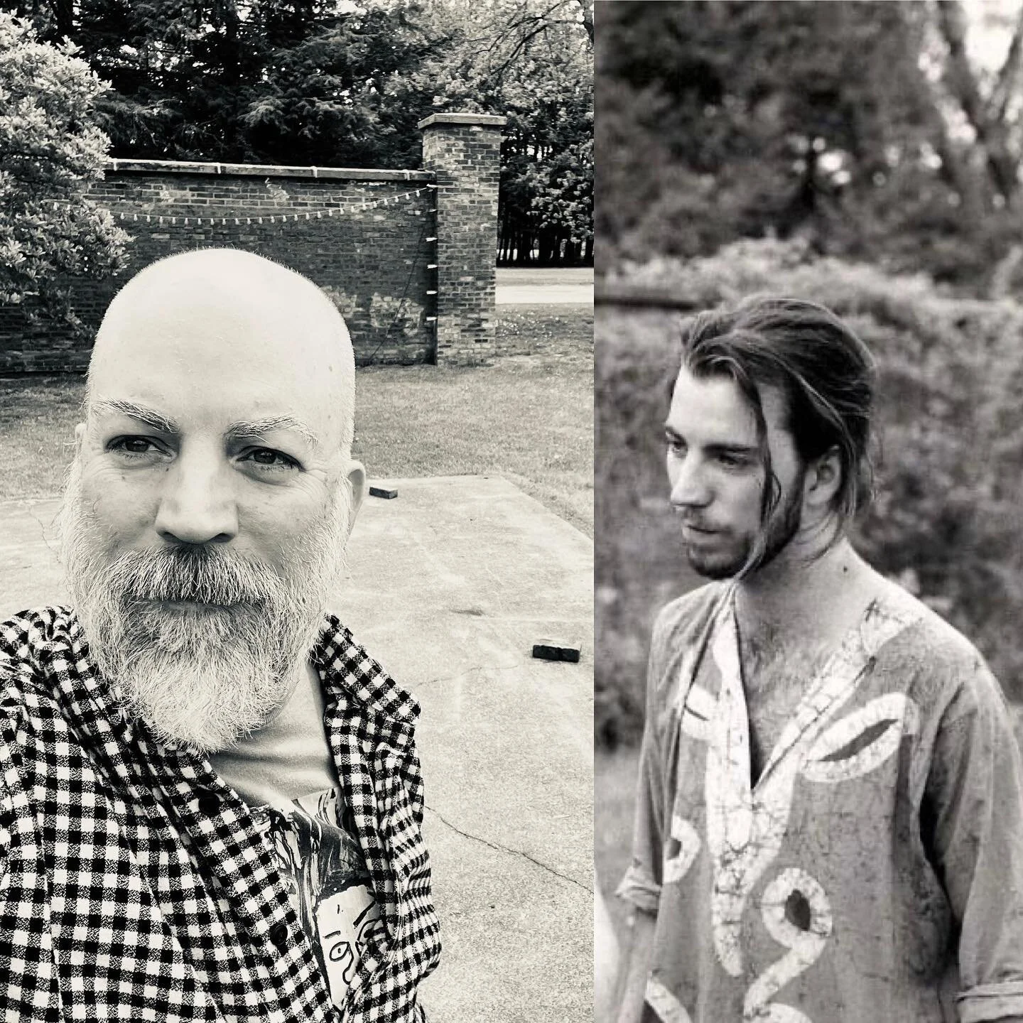 5/20/1989 (right side photo) long-haired me listening to Janis at Bennington College - 34 years ago today, in one of my favorite sites on campus, after I performed my first original mask dance/ritual/theater performance project, Night Sky in a Rock G