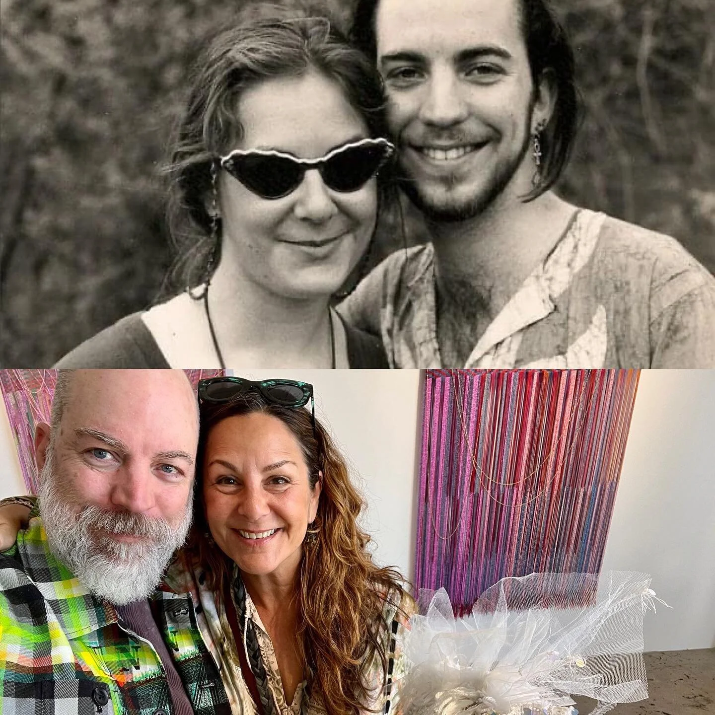 Carla and me at my first mask performance project performed on May 20, 1989, Night Sky in a Rock Garden at Bennington College. Carla and me at my art talk at Patricia Sweetow Gallery in L.A. March, 2023 ❤️❤️ friends since 1985 and Bennington alumni &