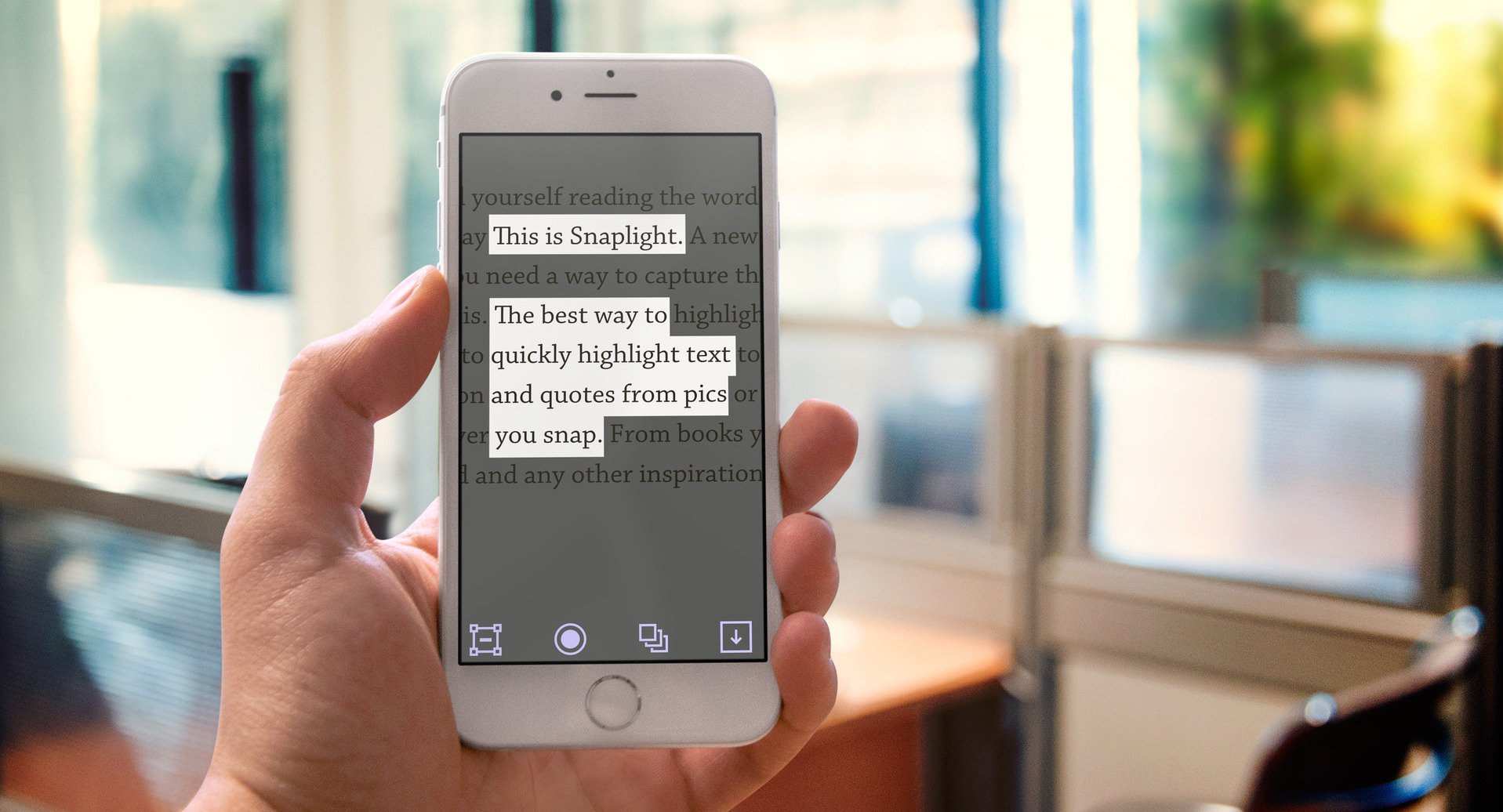 In 2015 I was reading a book when I encountered a quote that curiously caught my attention. Knowing that visuals—photos or videos—outperform plain text online, I wanted to be able to very quickly snap a photo of the quote in the book, highlight the relevant text, then post it to my blog. But searching the App Store for apps to highlight photos turned up empty. I figured the concept of a photo highlighting app was simple enough, and the quote in the book that I was wanting to highlight was all the motivation I needed to see if I could build it.