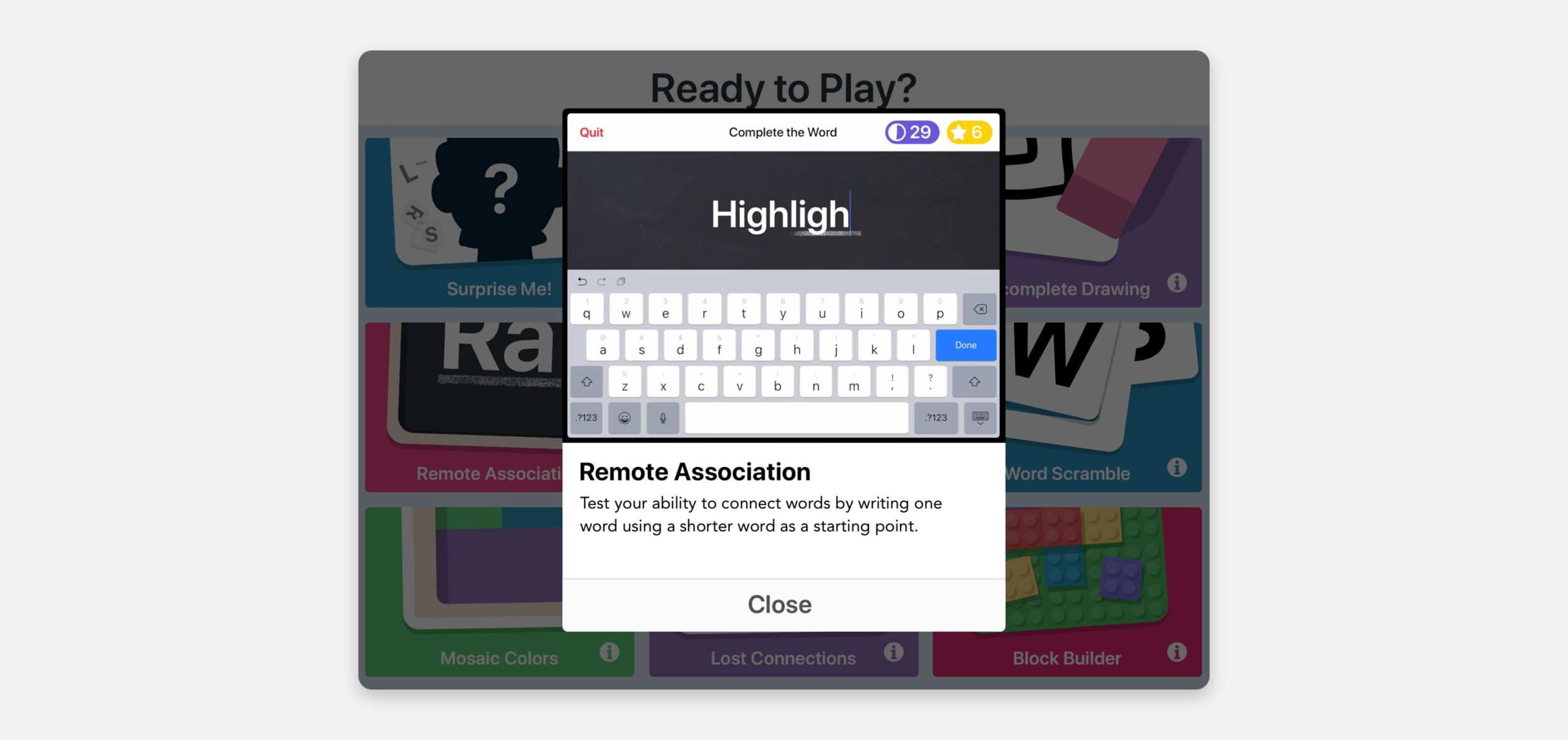Brainbean is an iPad app filled with eight fast paced mini-games to help children think more creatively. For several years I had been researching and writing on the topic of creative thinking on my blog Creative Something . I came to wonder why, when popular apps like Lumosity and Fit Brains promised players an improvement in intelligence, there were no apps to promote creative thinking and education?