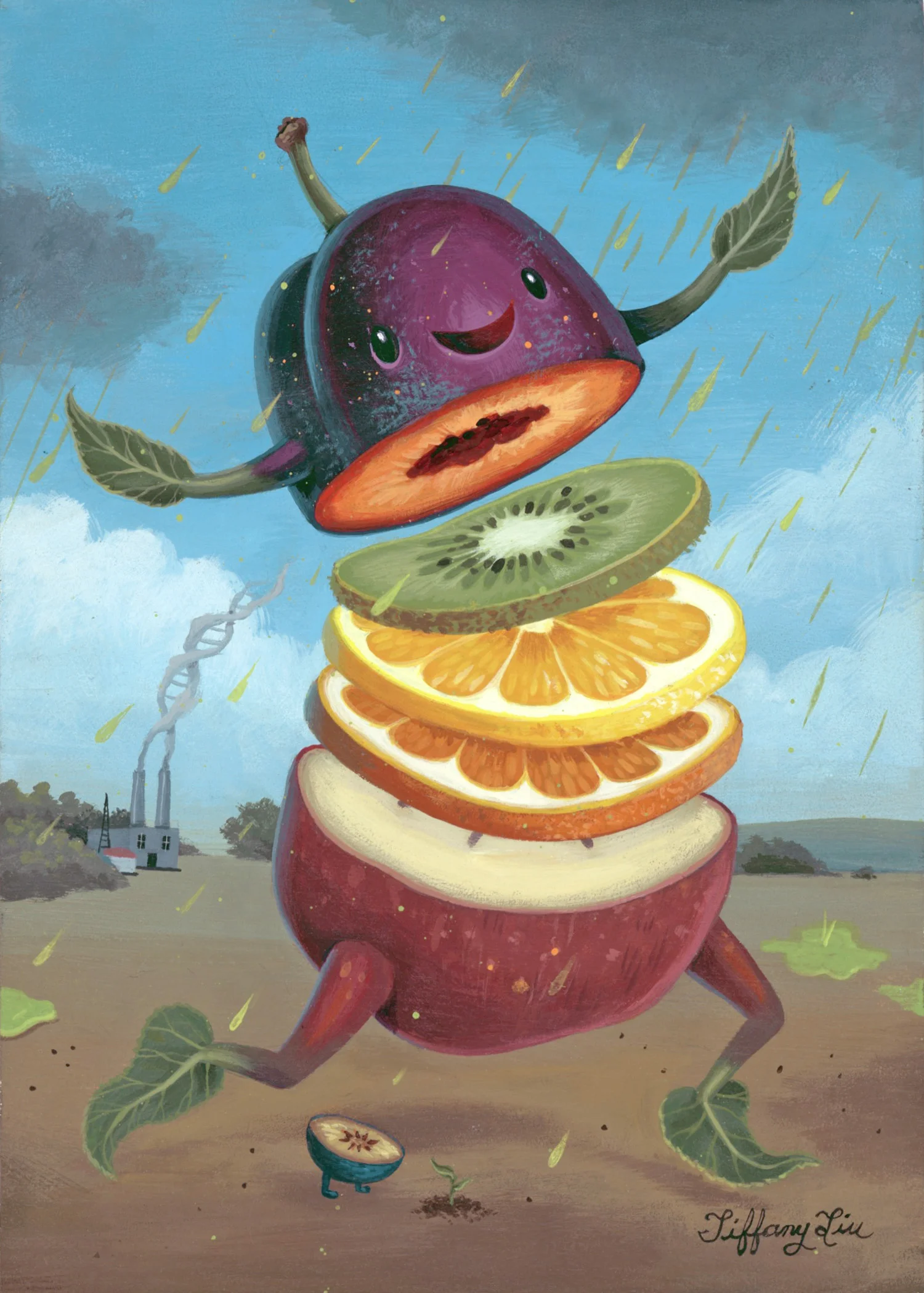 “What the Fruit?”, 4”x6”, Acrylic, 2017